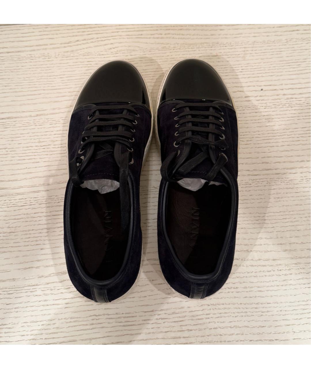 LANVIN Темно-синие замшевые низкие кроссовки / кеды, фото 3