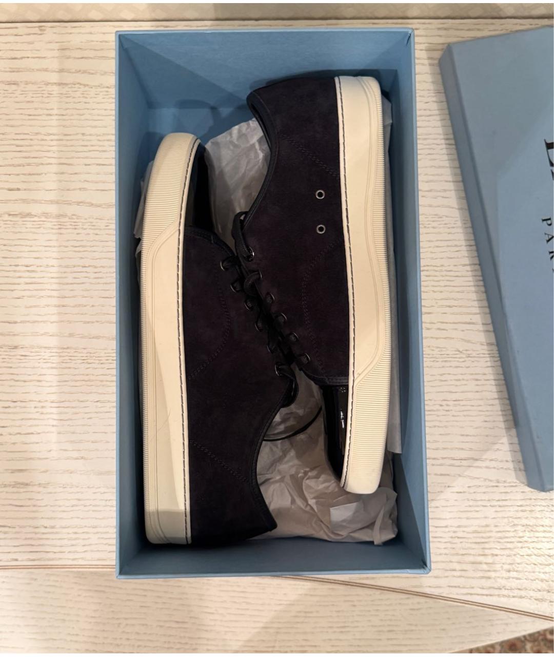 LANVIN Темно-синие замшевые низкие кроссовки / кеды, фото 5