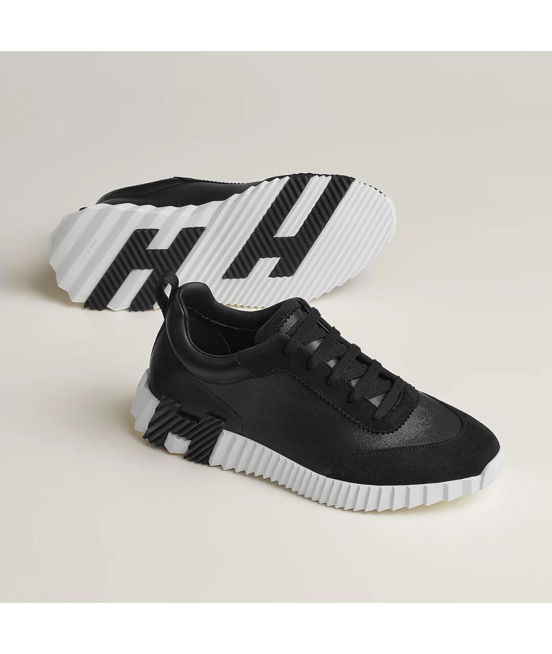 HERMES Черные кожаные низкие кроссовки / кеды, фото 6