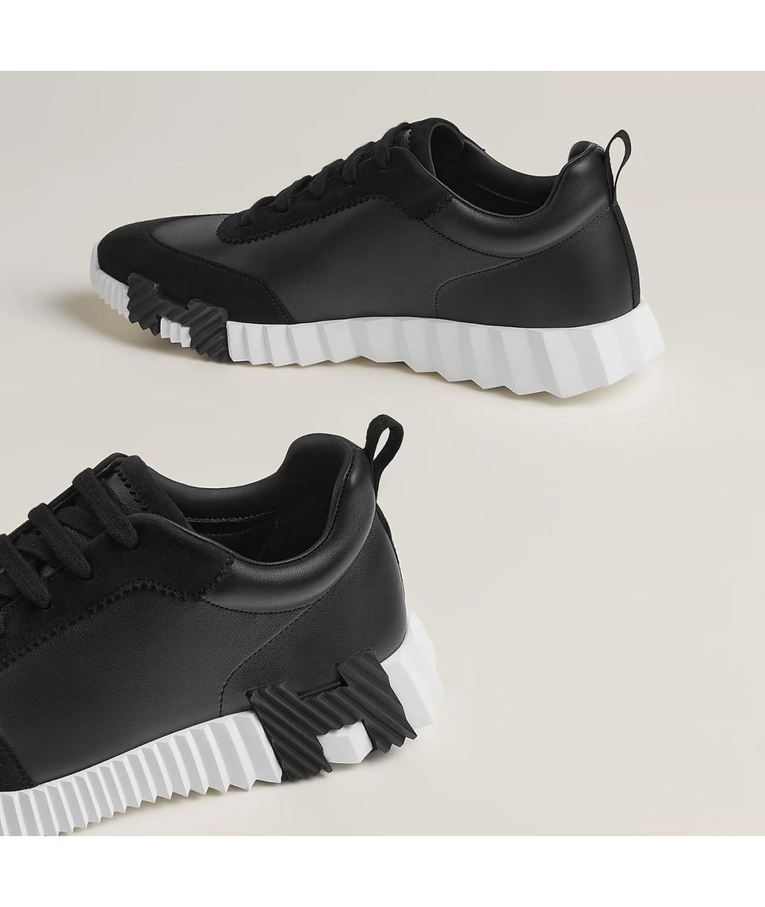 HERMES Черные кожаные низкие кроссовки / кеды, фото 4