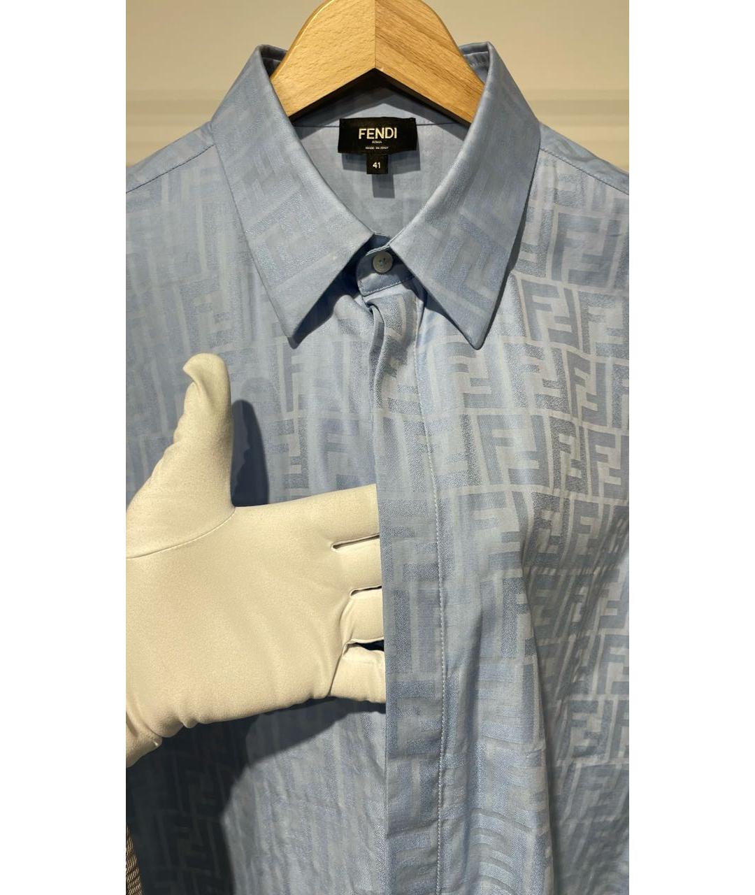 FENDI Голубая хлопковая кэжуал рубашка, фото 3