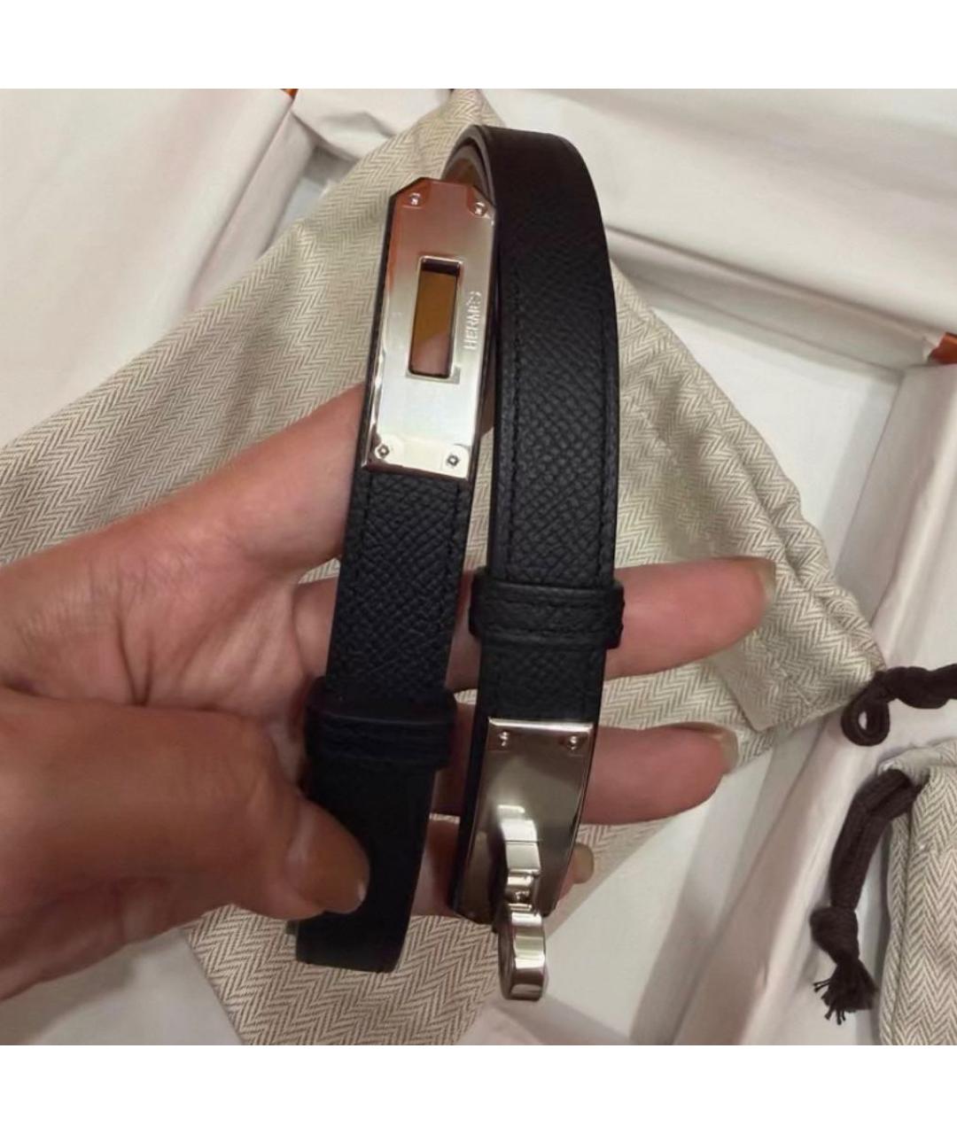 HERMES Черный кожаный ремень, фото 2