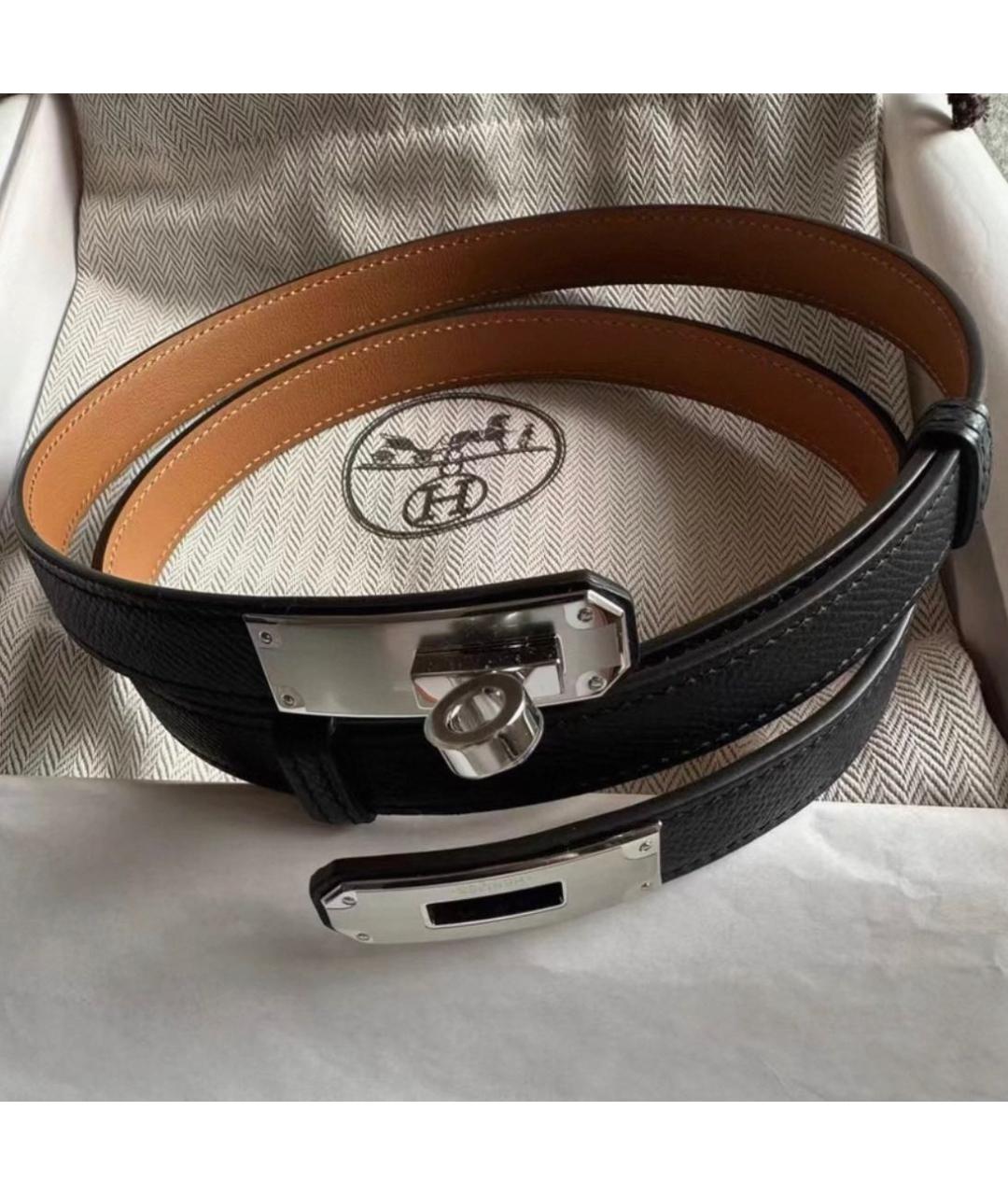 HERMES Черный кожаный ремень, фото 3