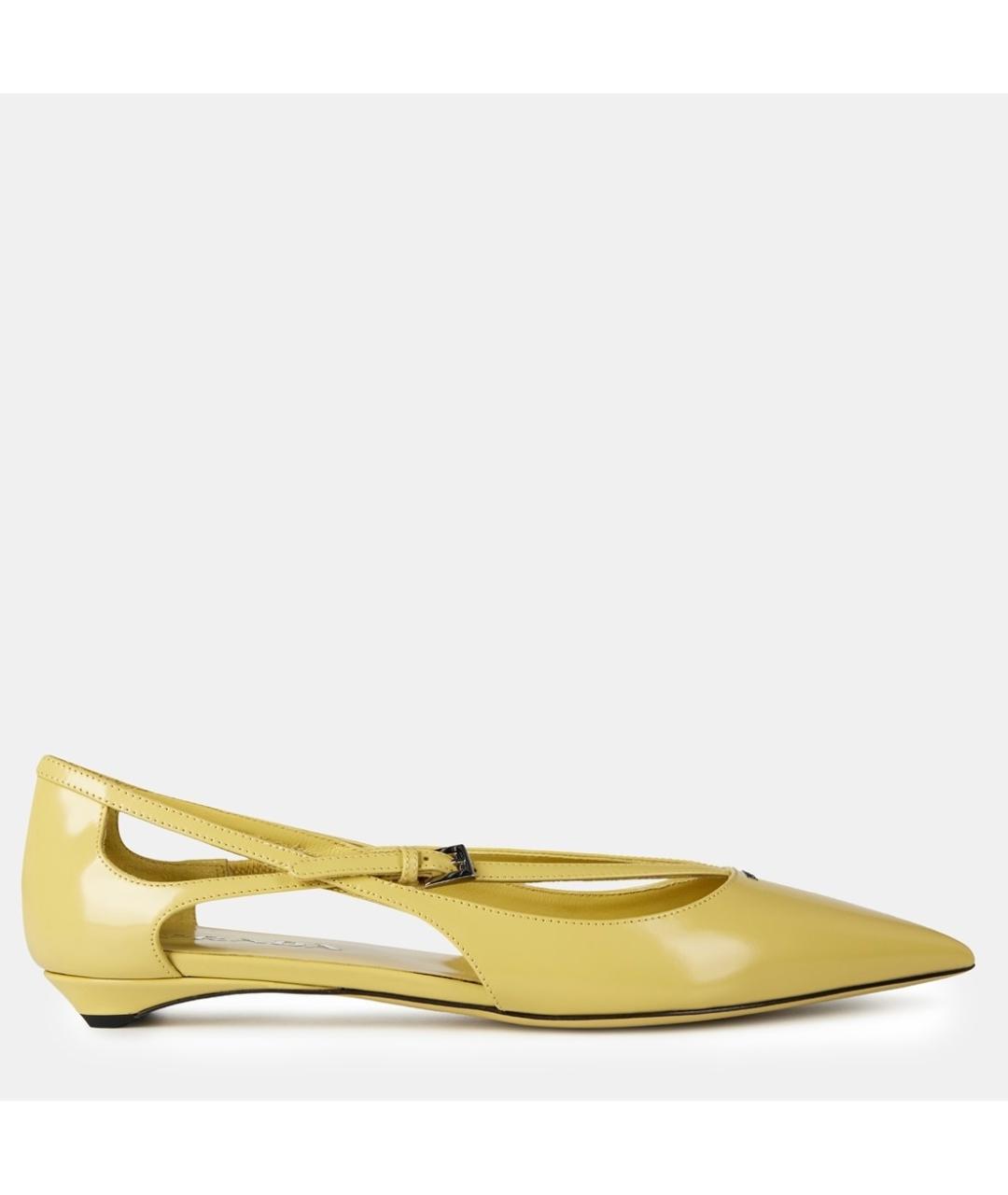 PRADA Желтые кожаные балетки, фото 6