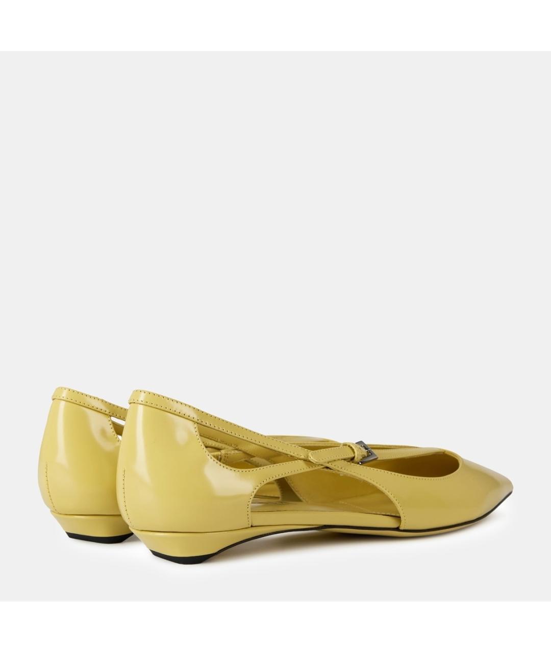 PRADA Желтые кожаные балетки, фото 4
