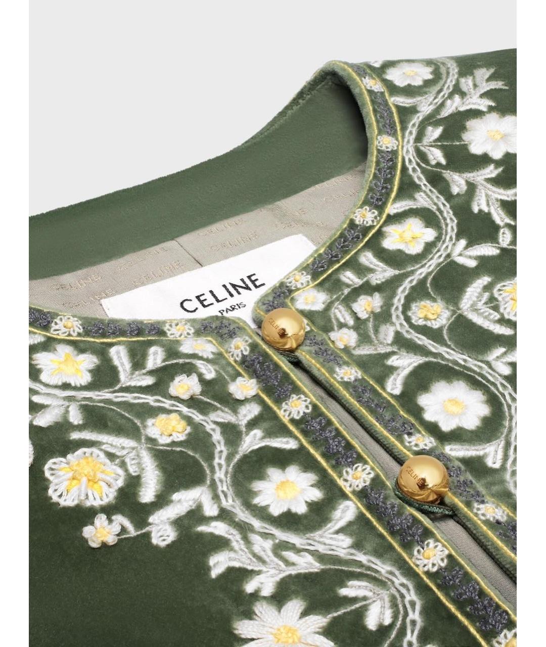 CELINE Зеленый хлопковый жакет/пиджак, фото 3