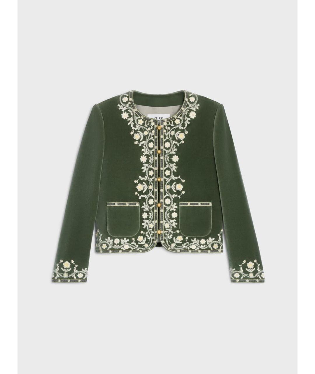 CELINE Зеленый хлопковый жакет/пиджак, фото 4