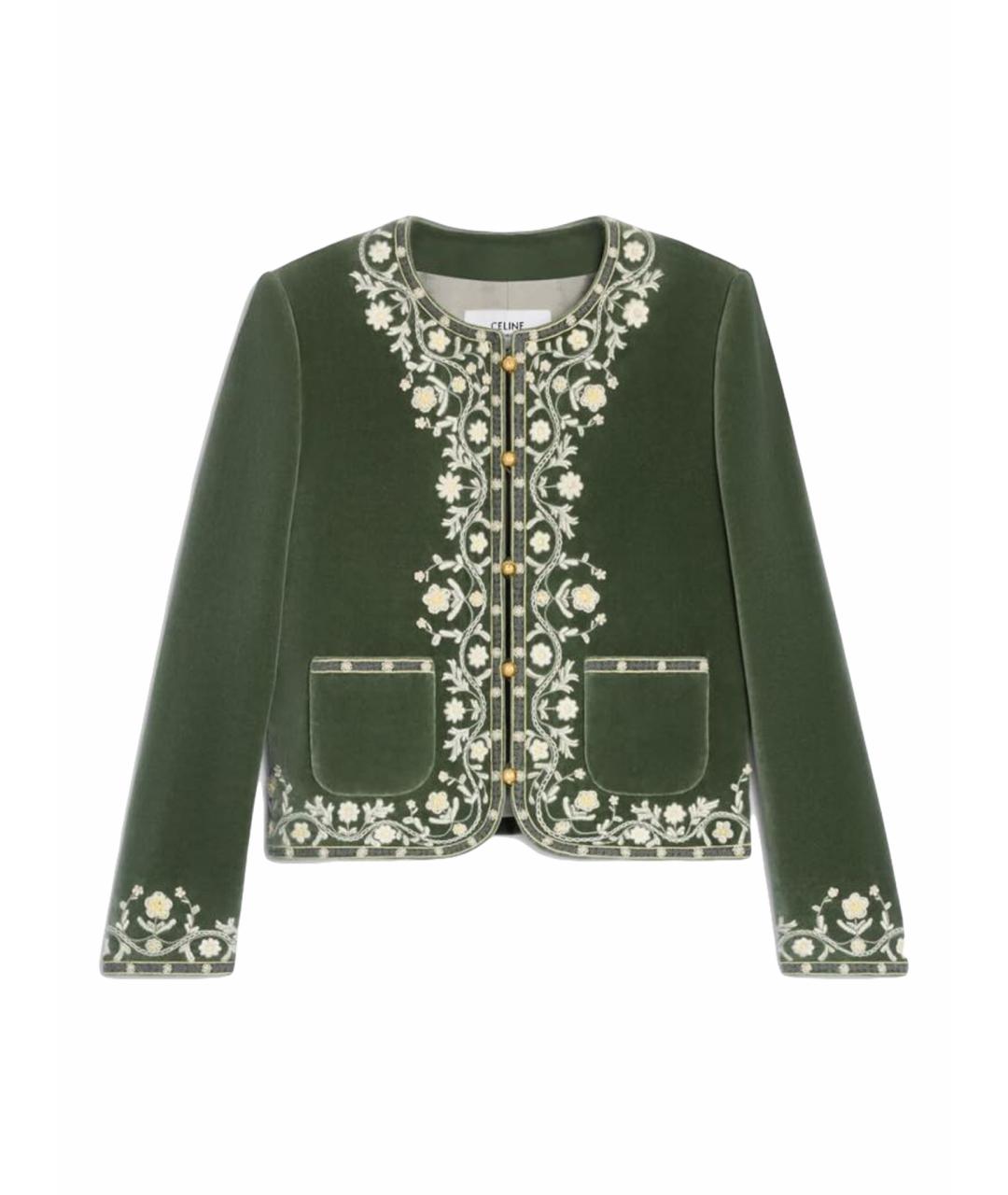 CELINE Зеленый хлопковый жакет/пиджак, фото 1