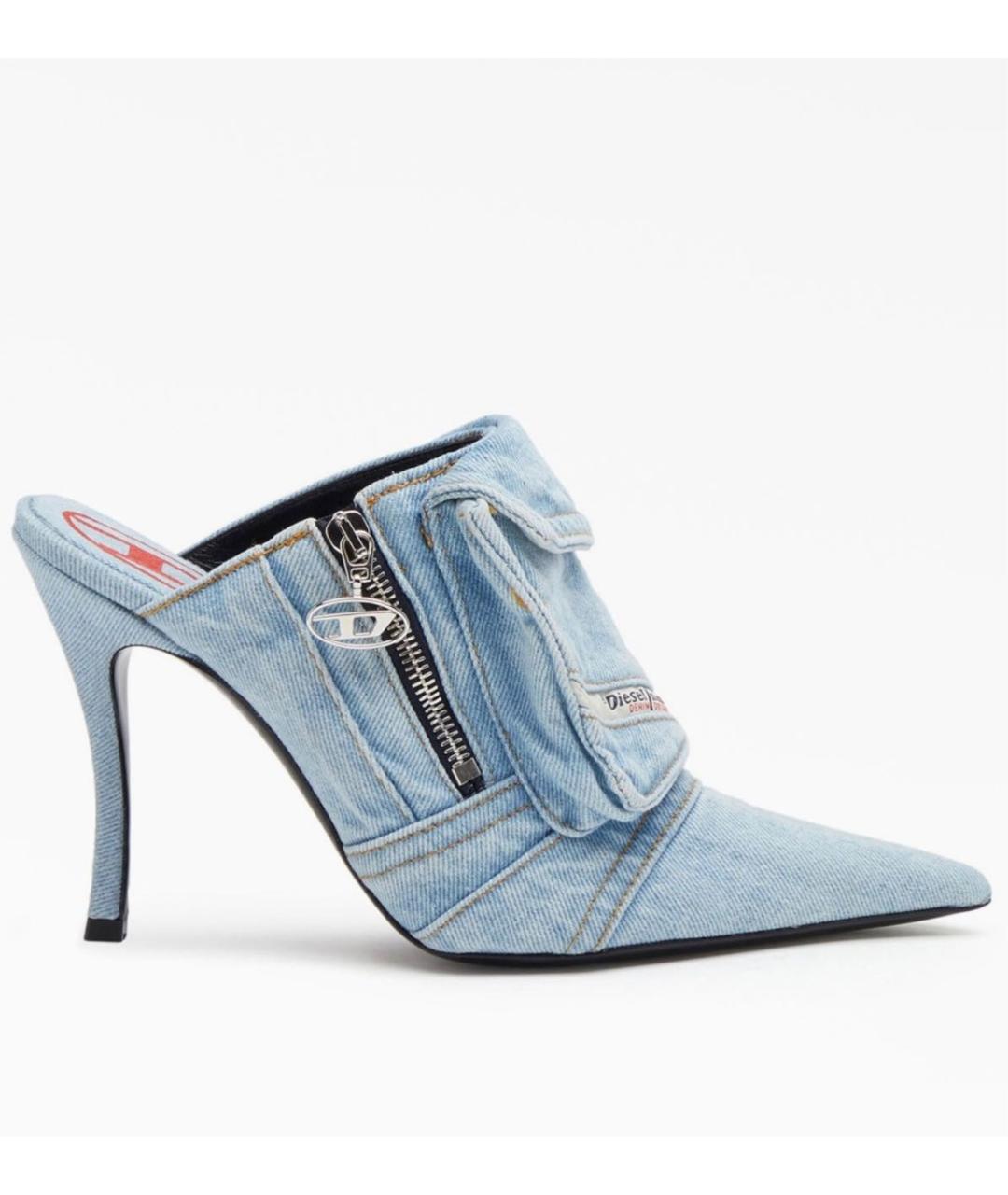 DIESEL Голубые текстильные мюли, фото 7