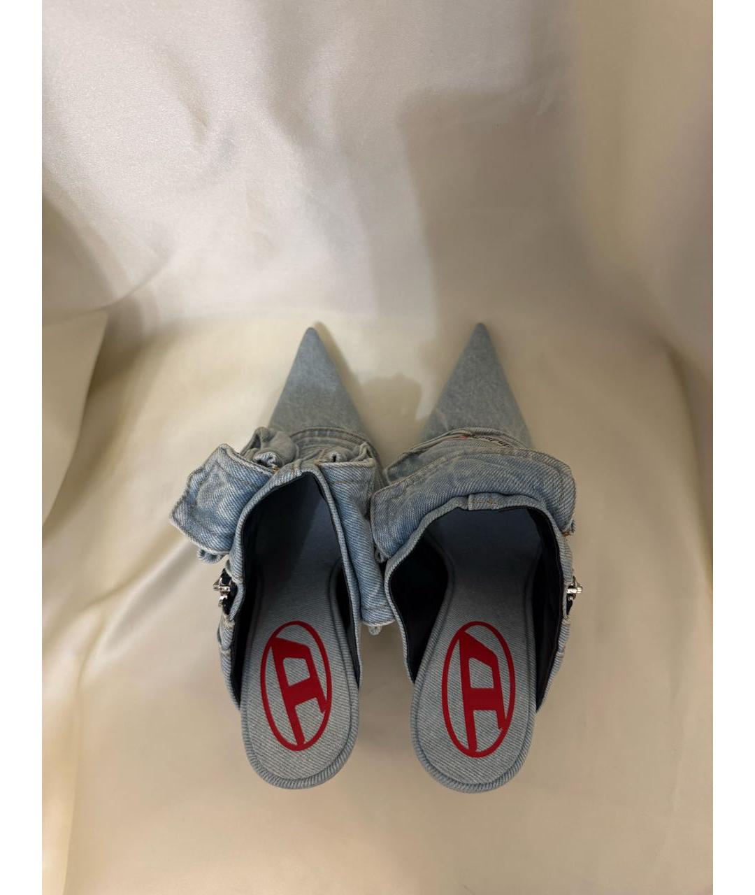 DIESEL Голубые текстильные мюли, фото 3
