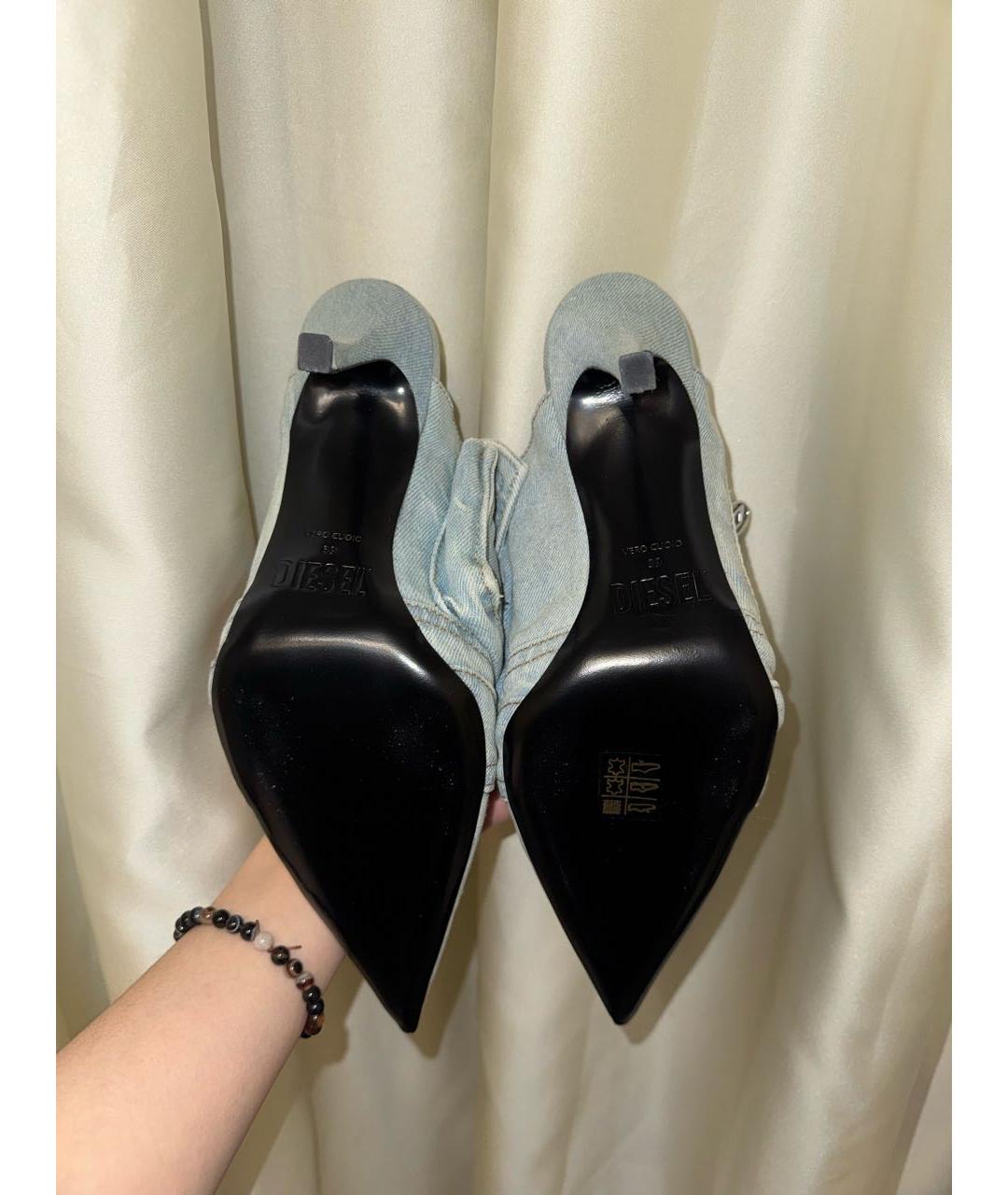 DIESEL Голубые текстильные мюли, фото 5