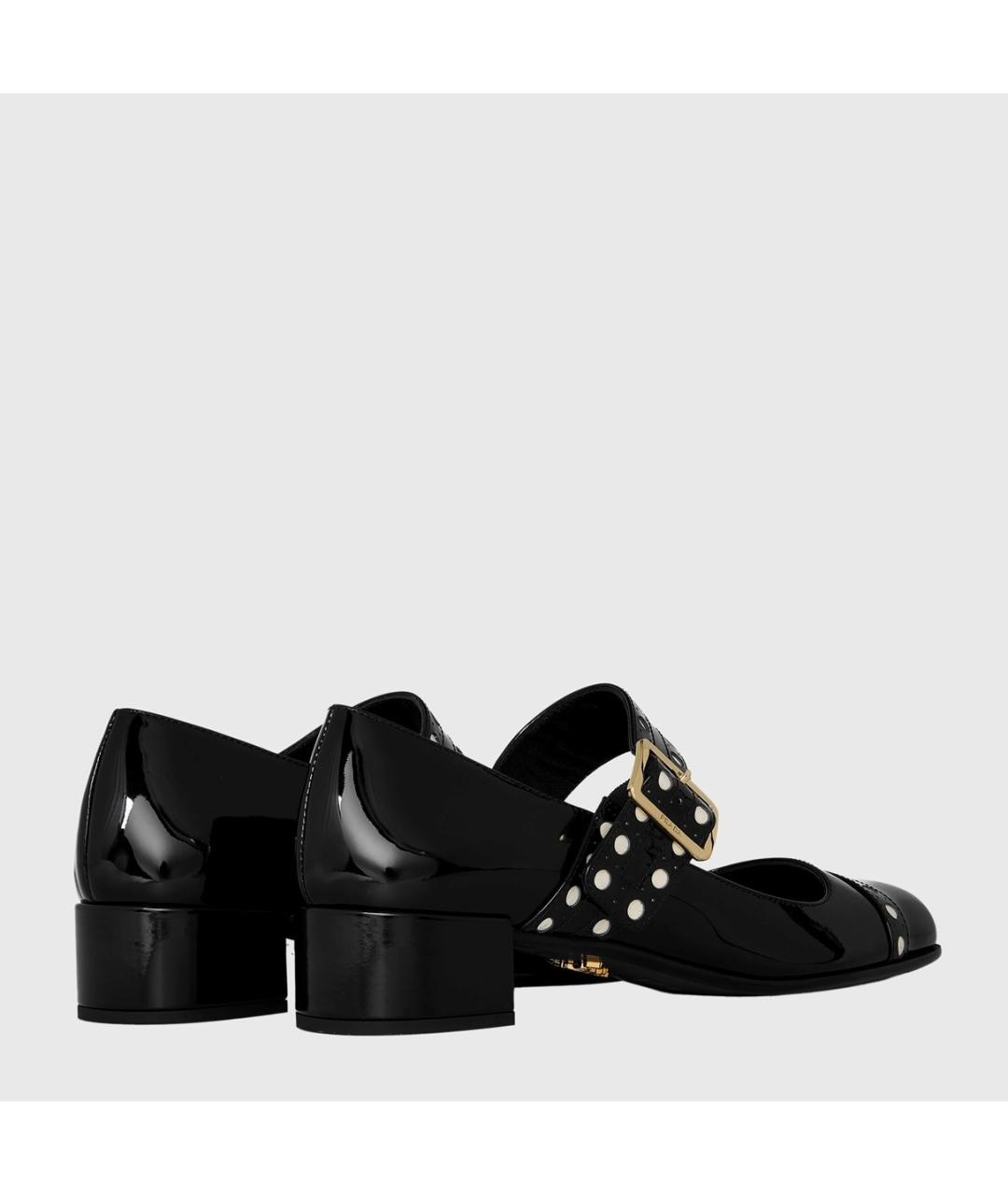 PRADA Черные лодочки на низком каблуке из лакированной кожи, фото 4