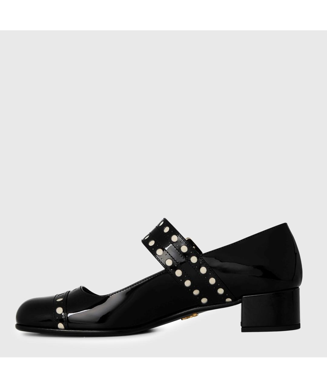 PRADA Черные лодочки на низком каблуке из лакированной кожи, фото 2