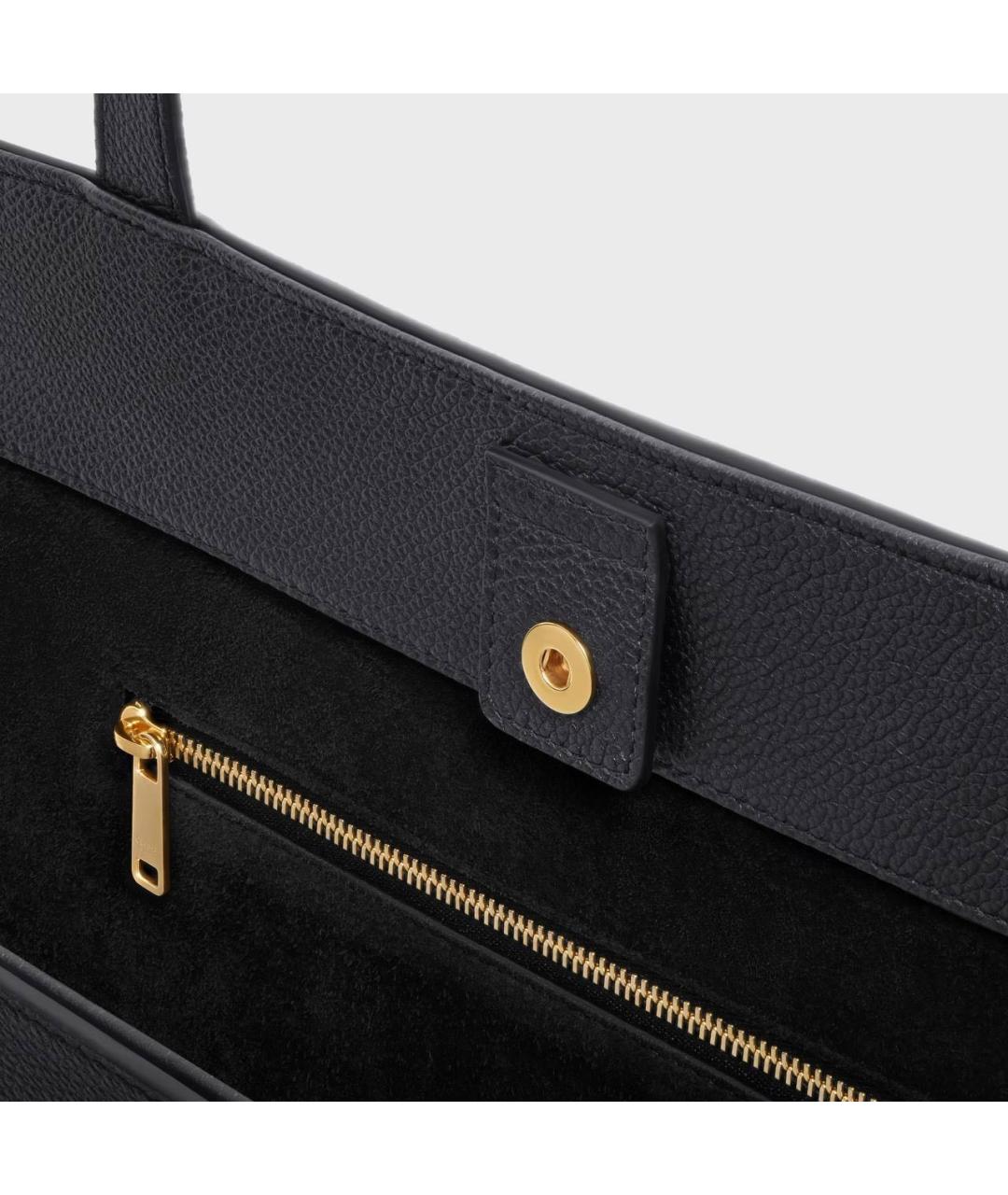 CELINE Черная кожаная сумка тоут, фото 3