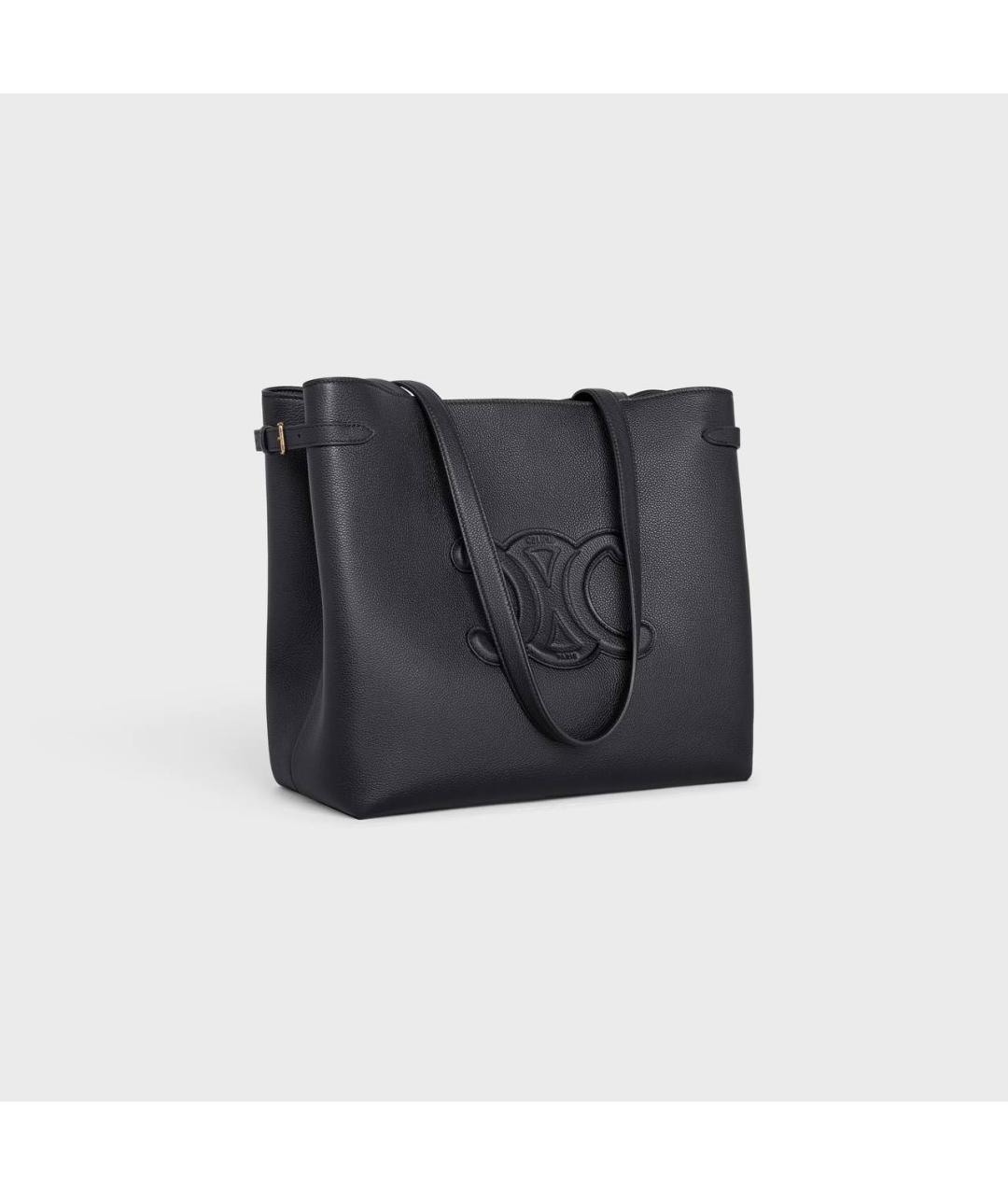 CELINE Черная кожаная сумка тоут, фото 2