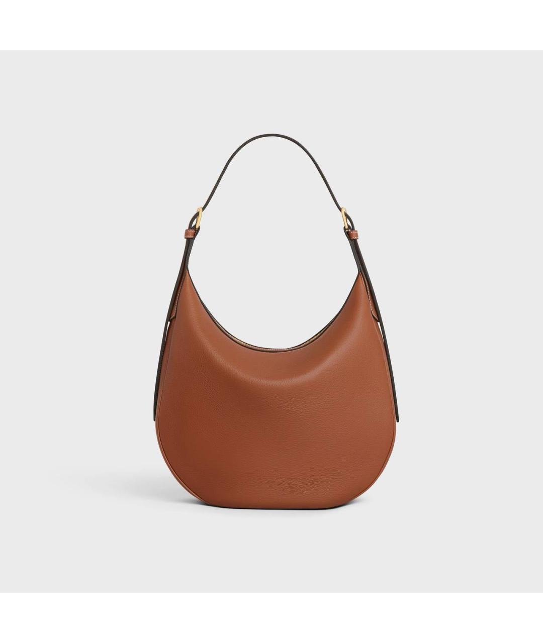 CELINE Коричневая кожаная сумка с короткими ручками, фото 4