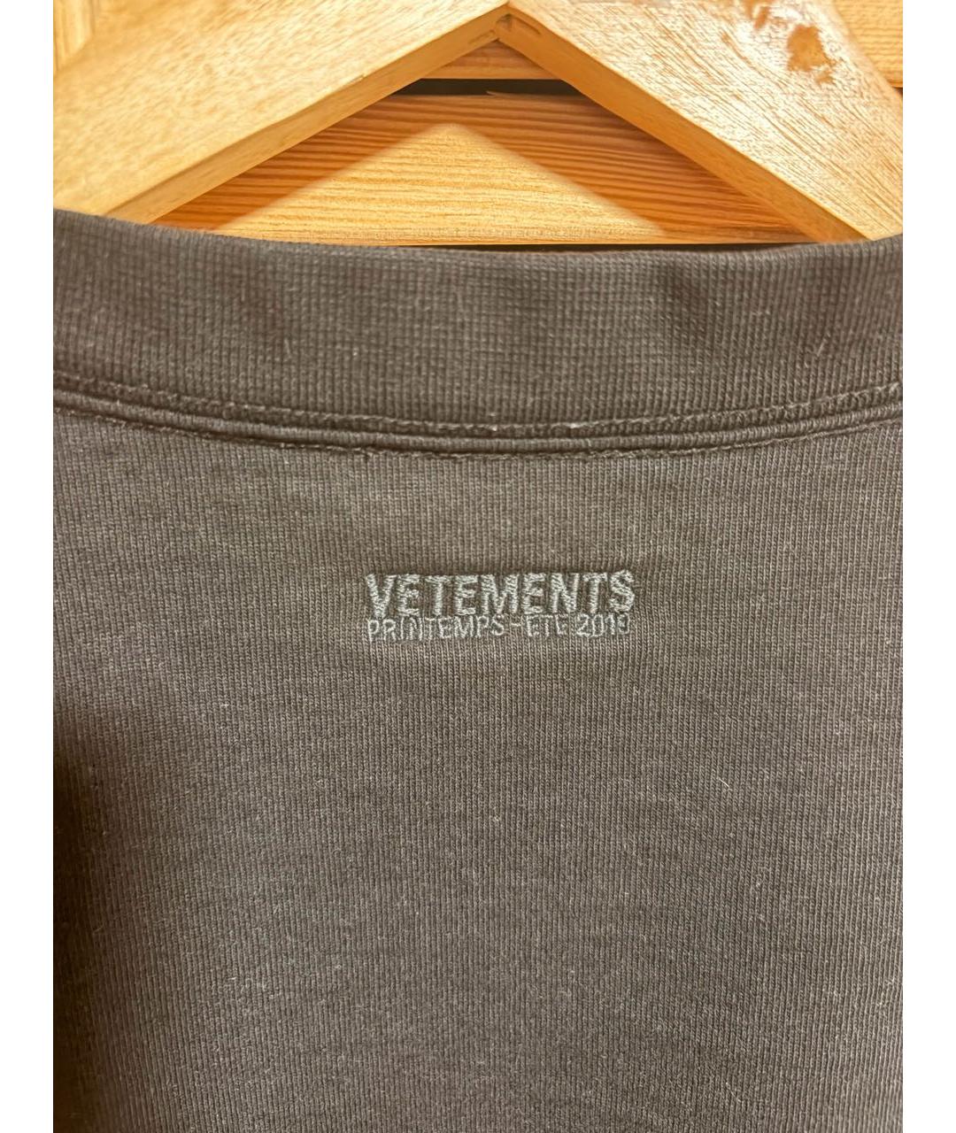 VETEMENTS Черная хлопковая футболка, фото 3