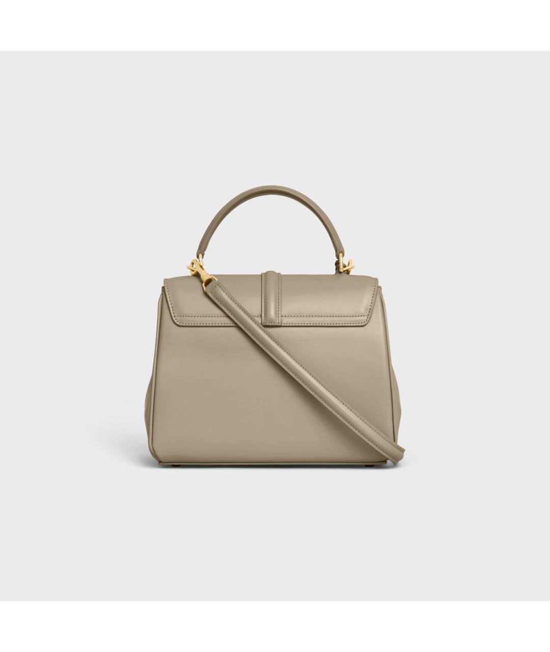 CELINE Бежевая кожаная сумка с короткими ручками, фото 2