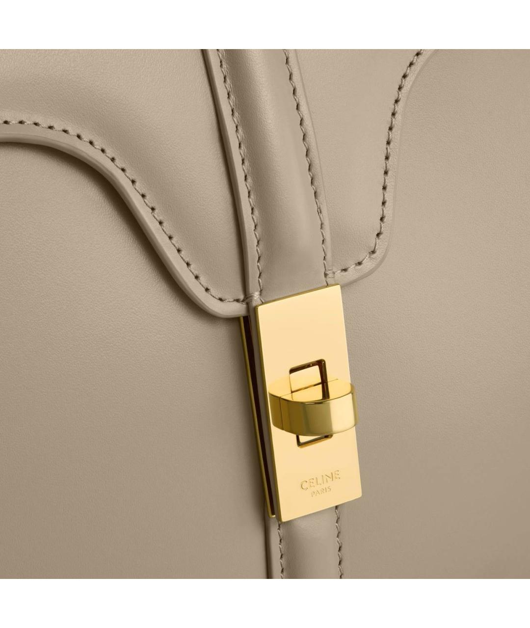 CELINE Бежевая кожаная сумка с короткими ручками, фото 3