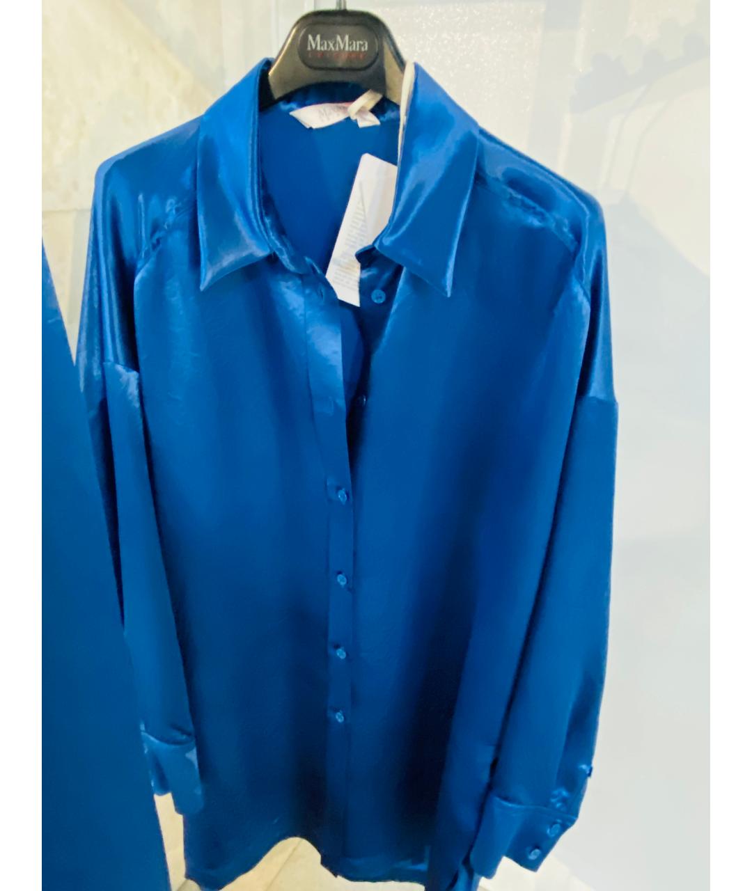 MAX MARA Синий вискозный костюм с брюками, фото 9