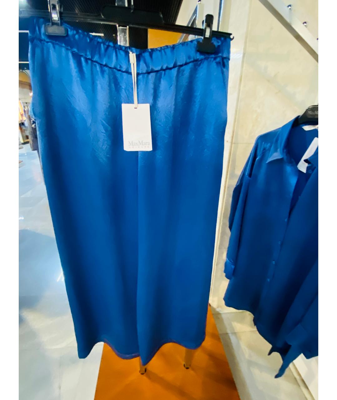 MAX MARA Синий вискозный костюм с брюками, фото 4