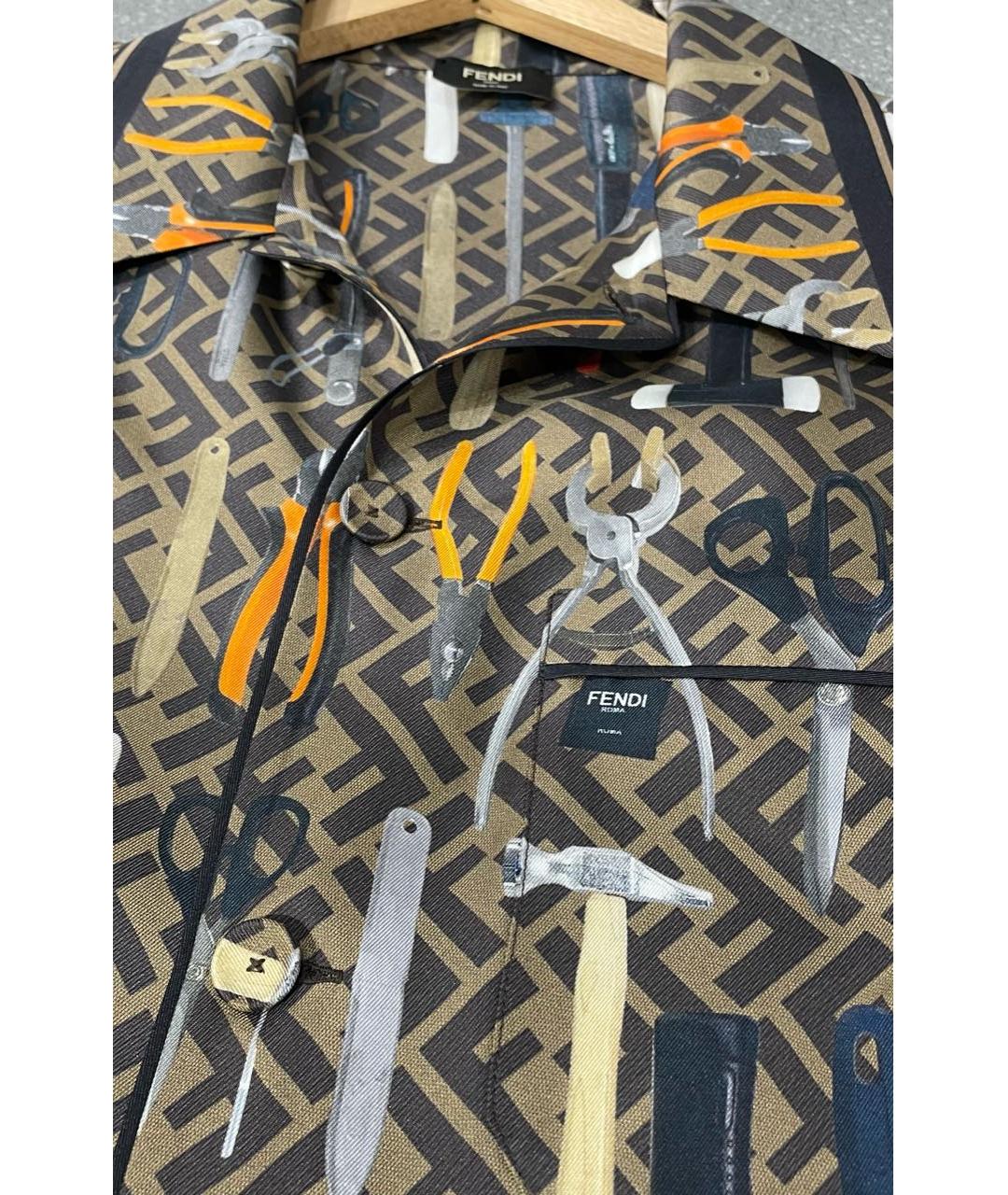 FENDI Мульти шелковая кэжуал рубашка, фото 8