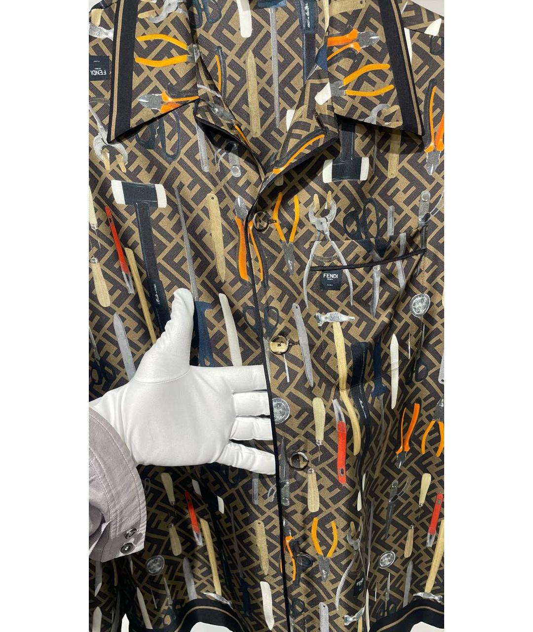 FENDI Мульти шелковая кэжуал рубашка, фото 5