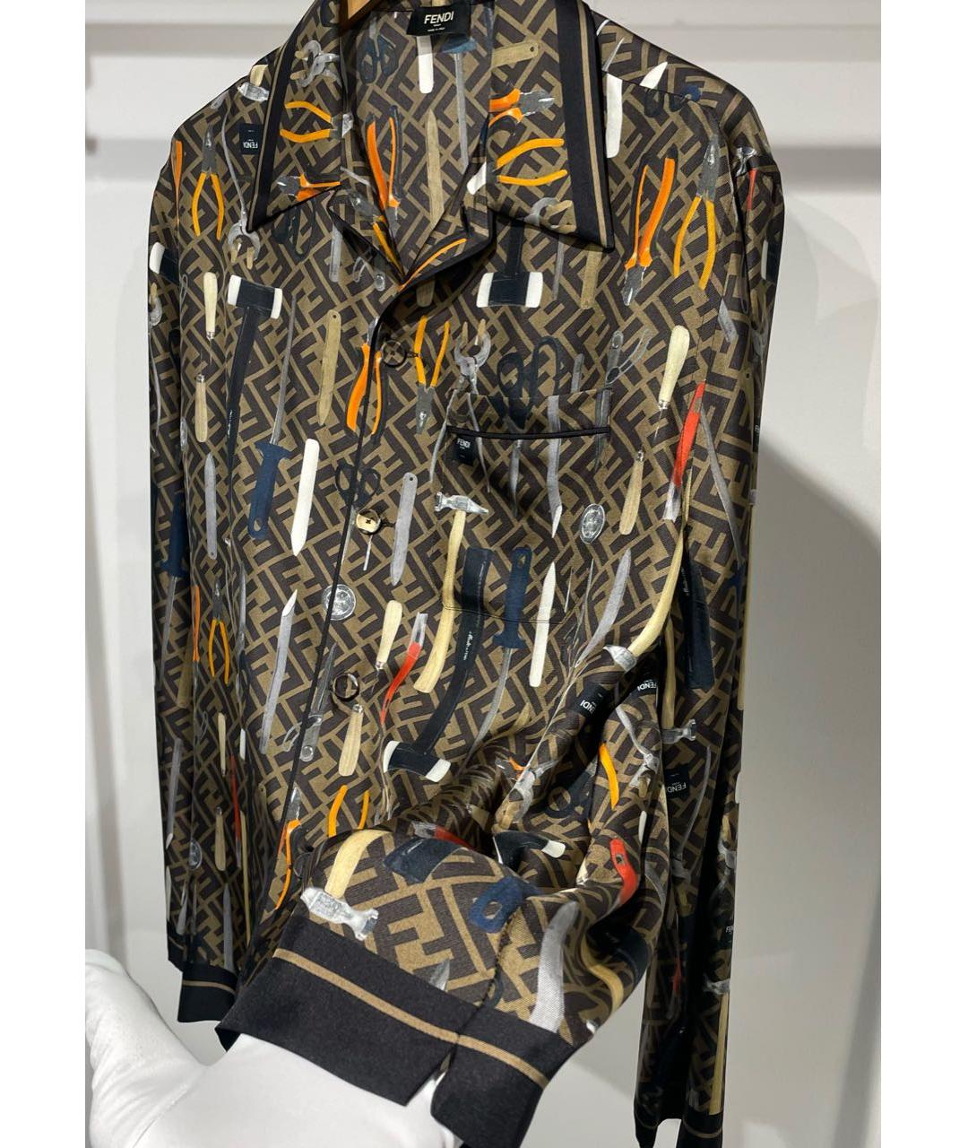 FENDI Мульти шелковая кэжуал рубашка, фото 9