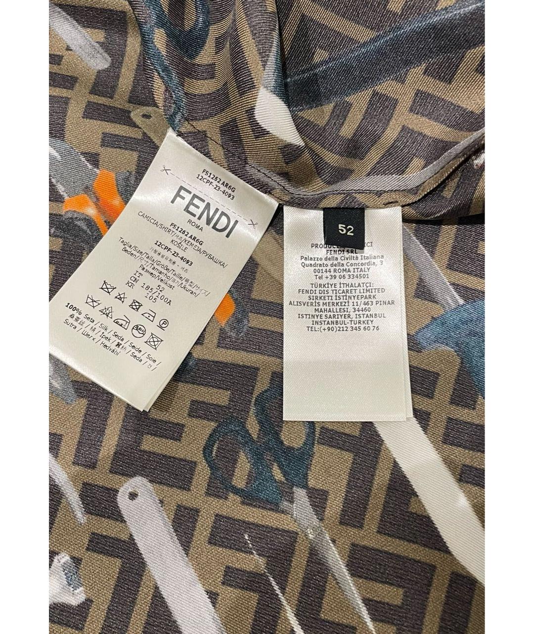 FENDI Мульти шелковая кэжуал рубашка, фото 6