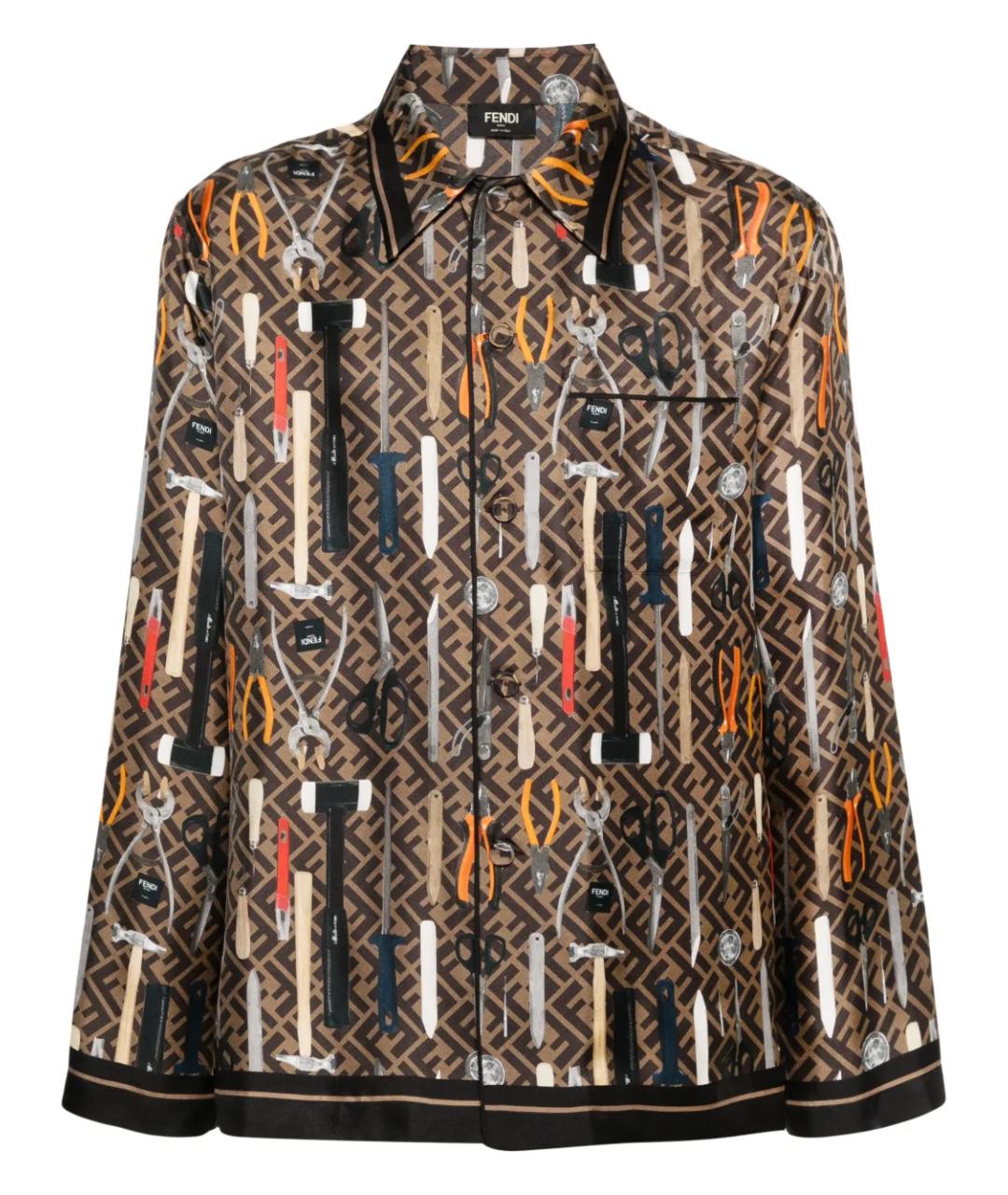 FENDI Мульти шелковая кэжуал рубашка, фото 1