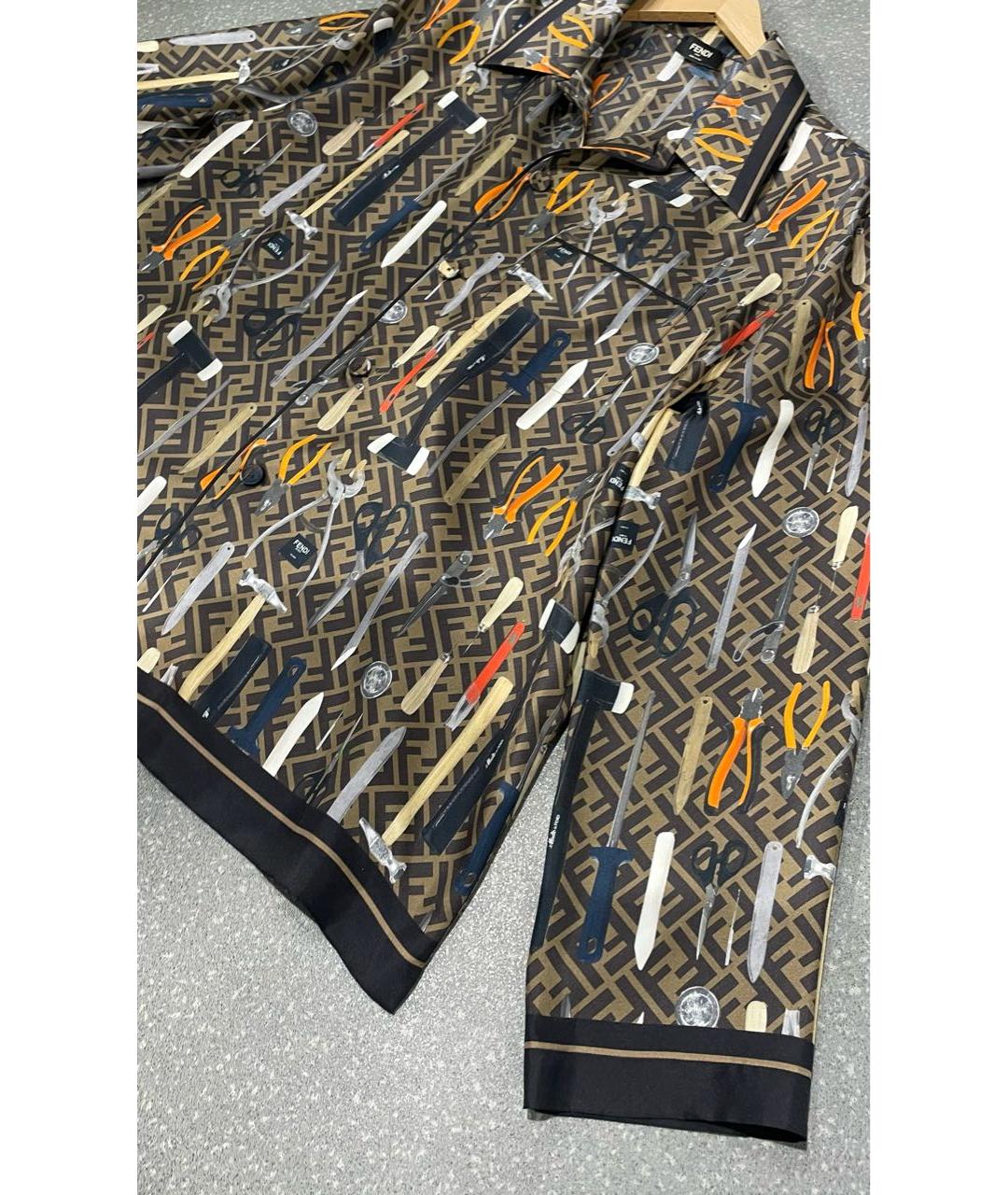 FENDI Мульти шелковая кэжуал рубашка, фото 7