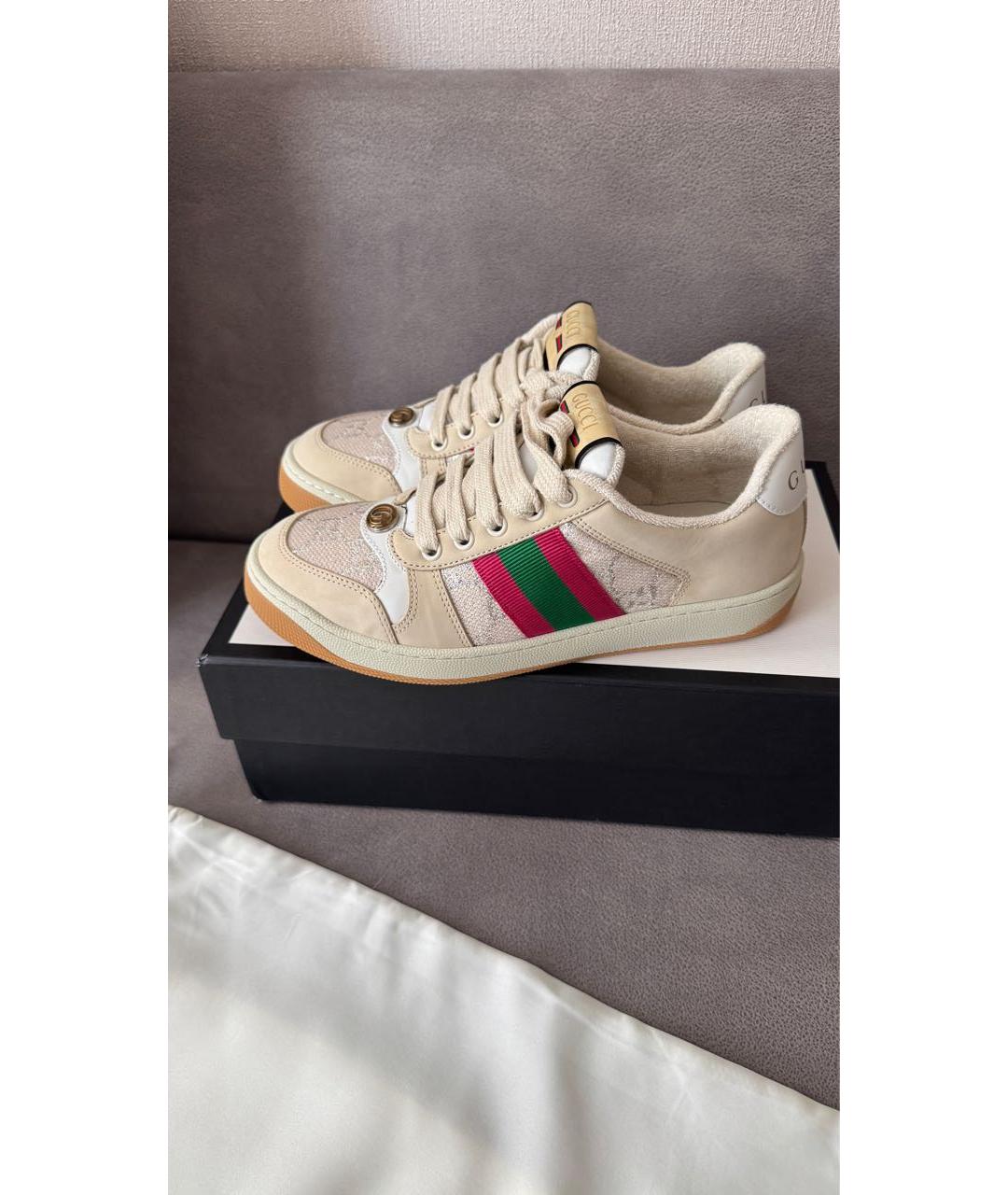 GUCCI Бежевые кеды, фото 3