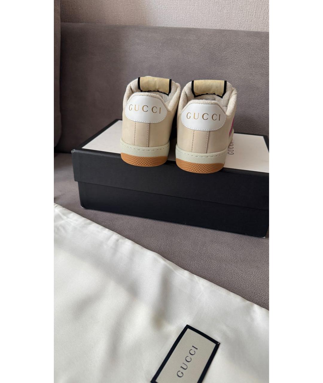 GUCCI Бежевые кеды, фото 4