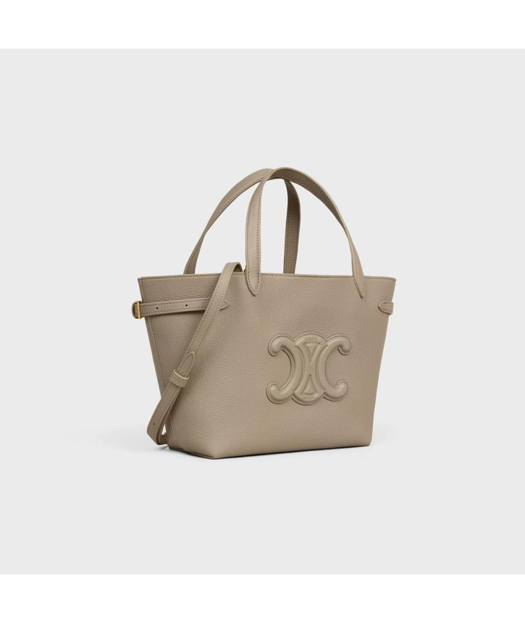 CELINE Хаки кожаная сумка тоут, фото 3