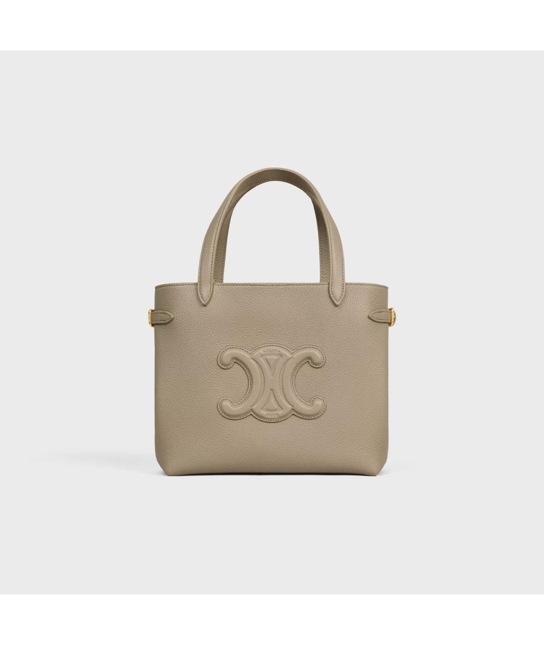 CELINE Хаки кожаная сумка тоут, фото 5