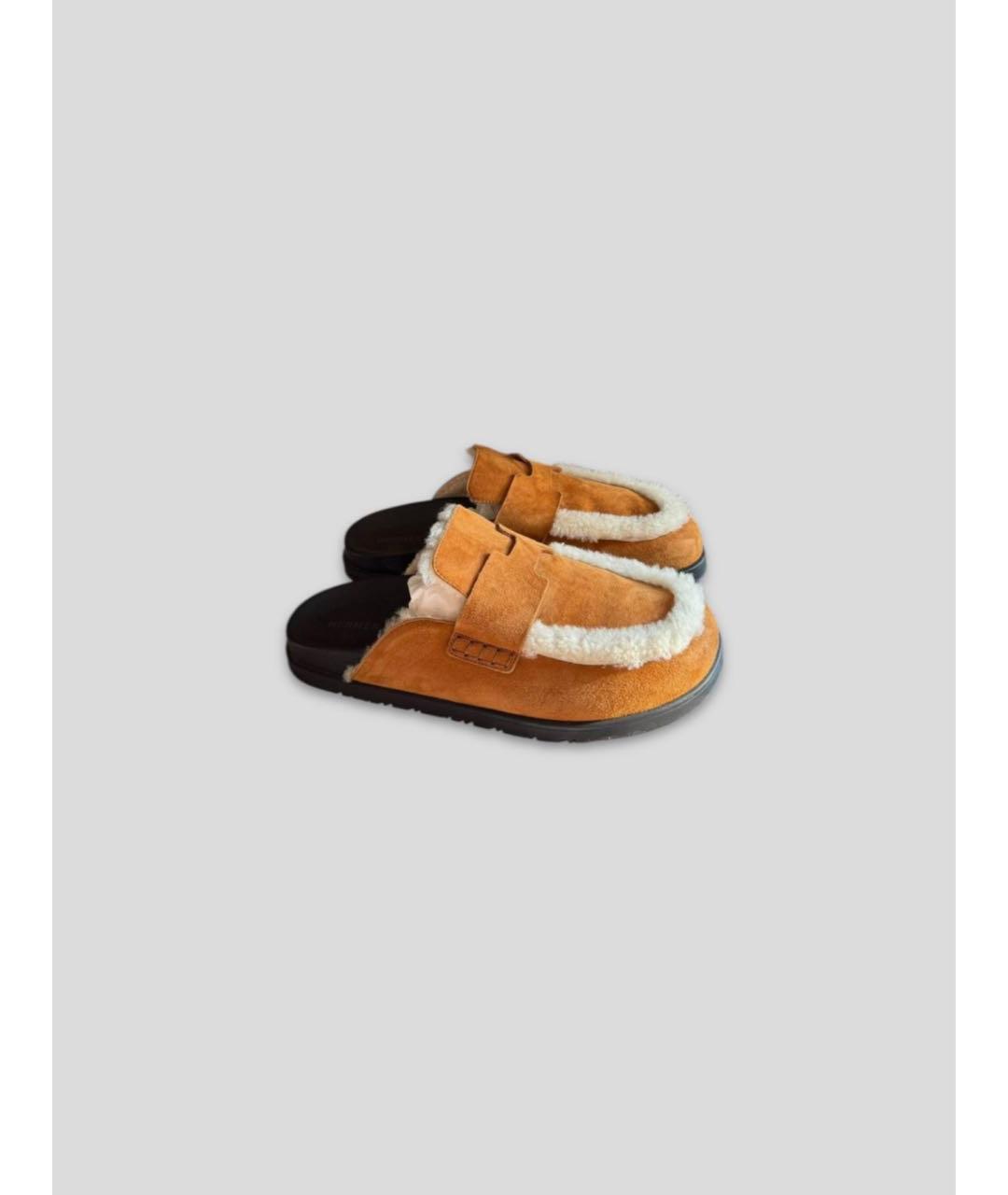 HERMES Оранжевое замшевые сабо, фото 5