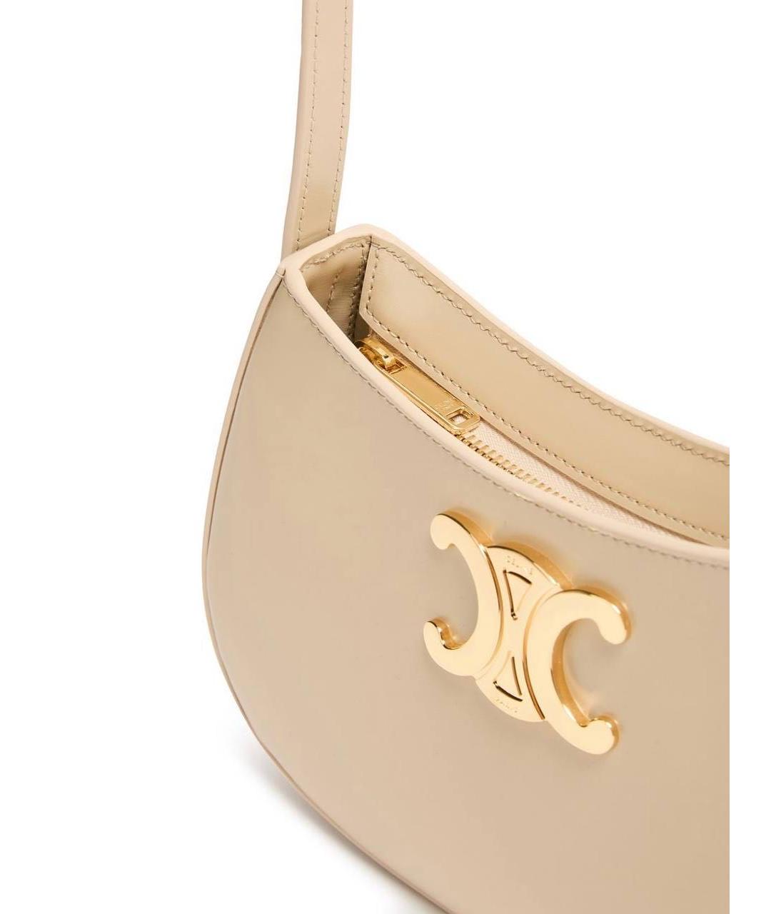 CELINE Бежевая сумка с короткими ручками из лакированной кожи, фото 4