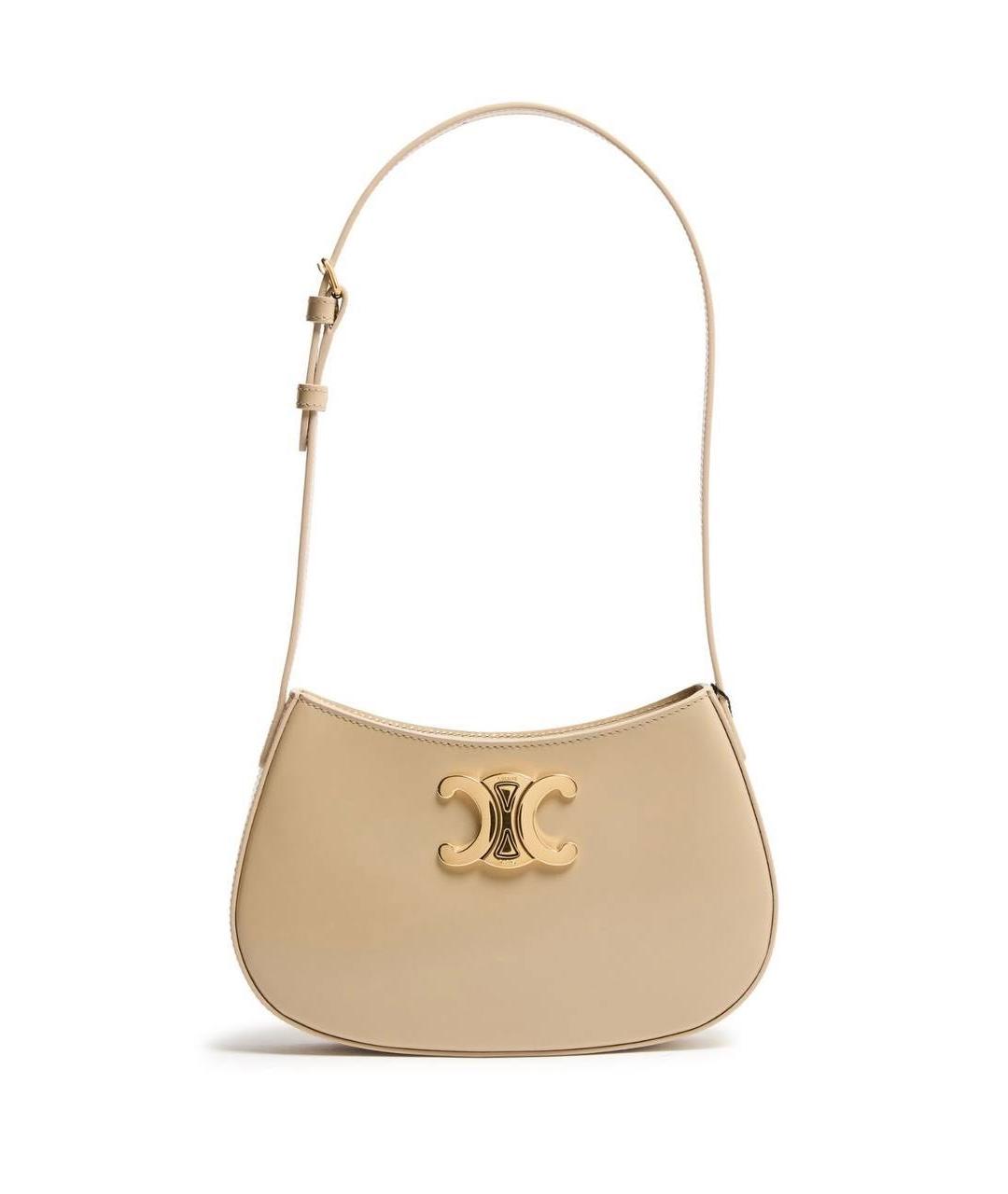 CELINE Бежевая сумка с короткими ручками из лакированной кожи, фото 1