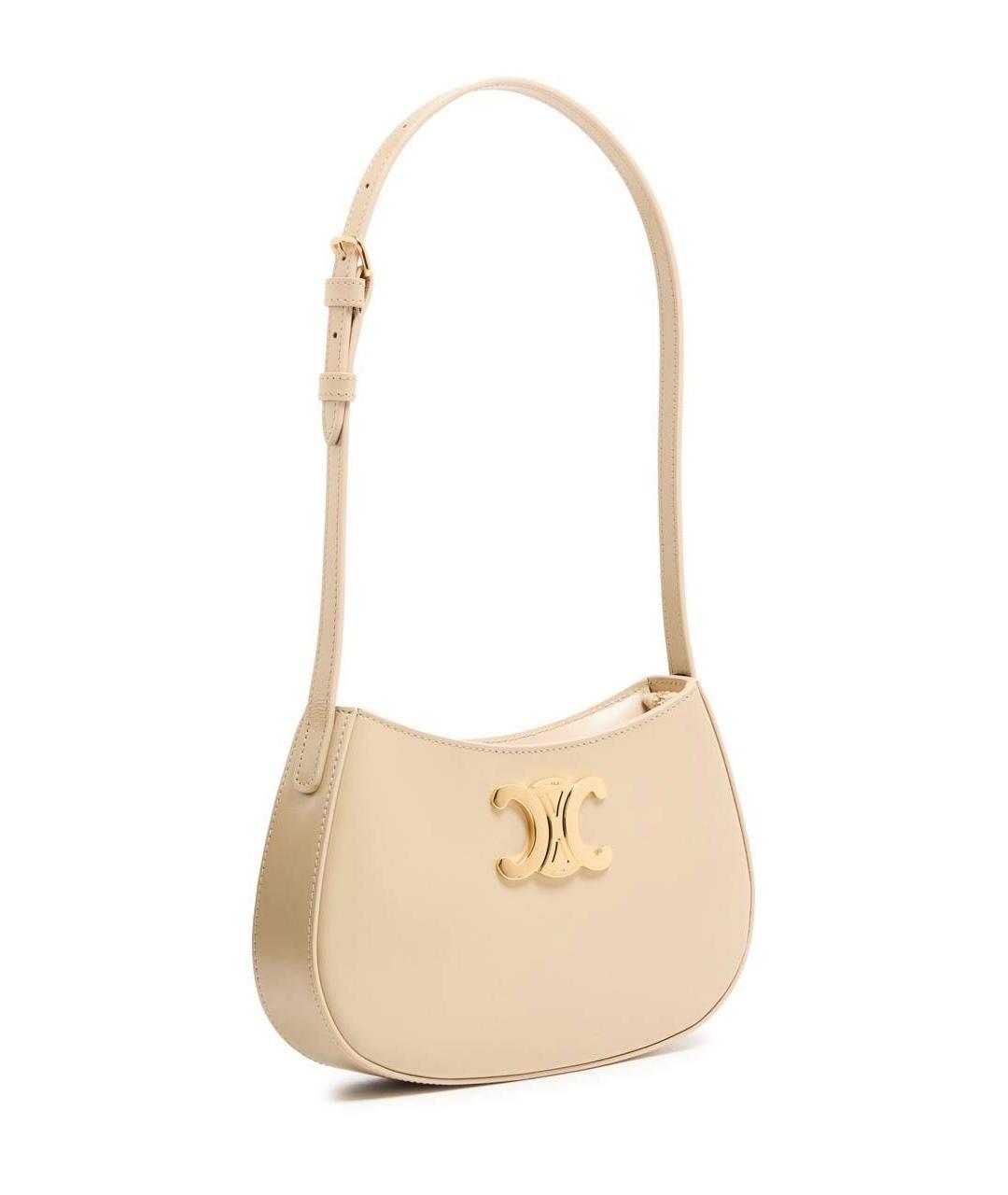 CELINE Бежевая сумка с короткими ручками из лакированной кожи, фото 2