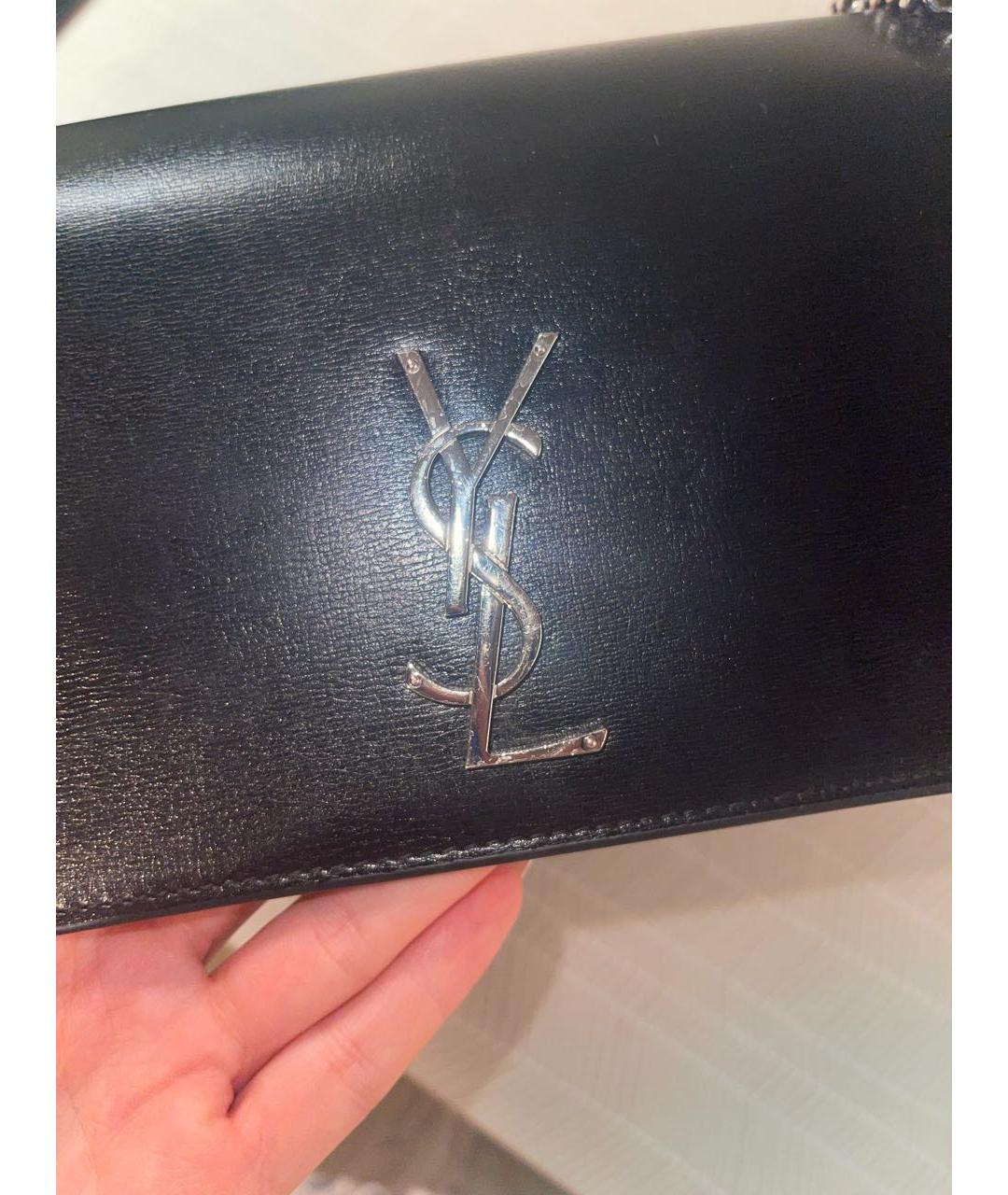 SAINT LAURENT Черная кожаная сумка через плечо, фото 2