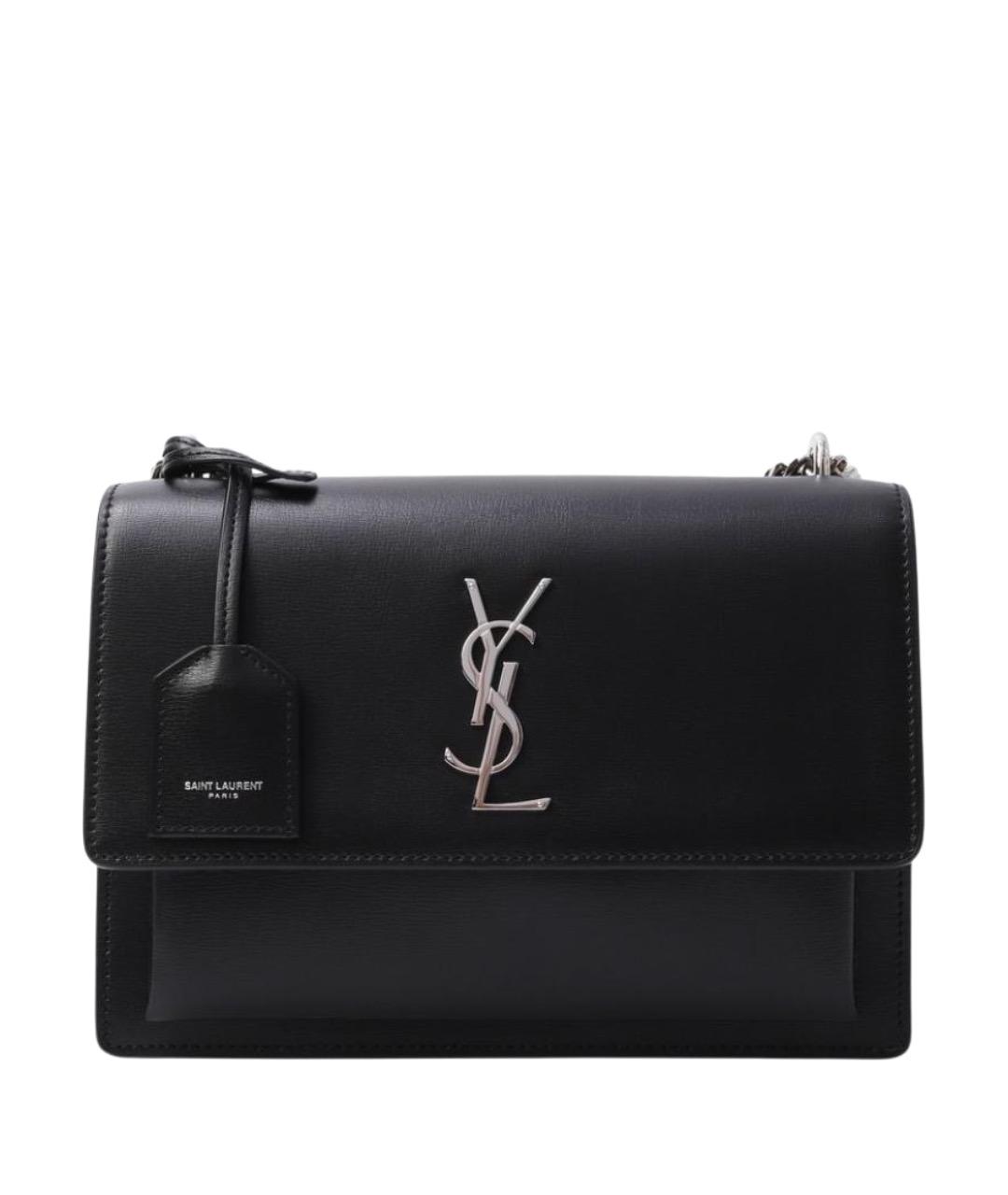 SAINT LAURENT Черная кожаная сумка через плечо, фото 1