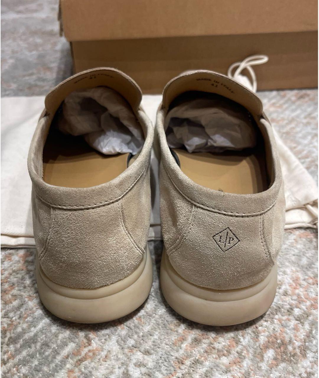 LORO PIANA Бежевые замшевые лоферы, фото 4