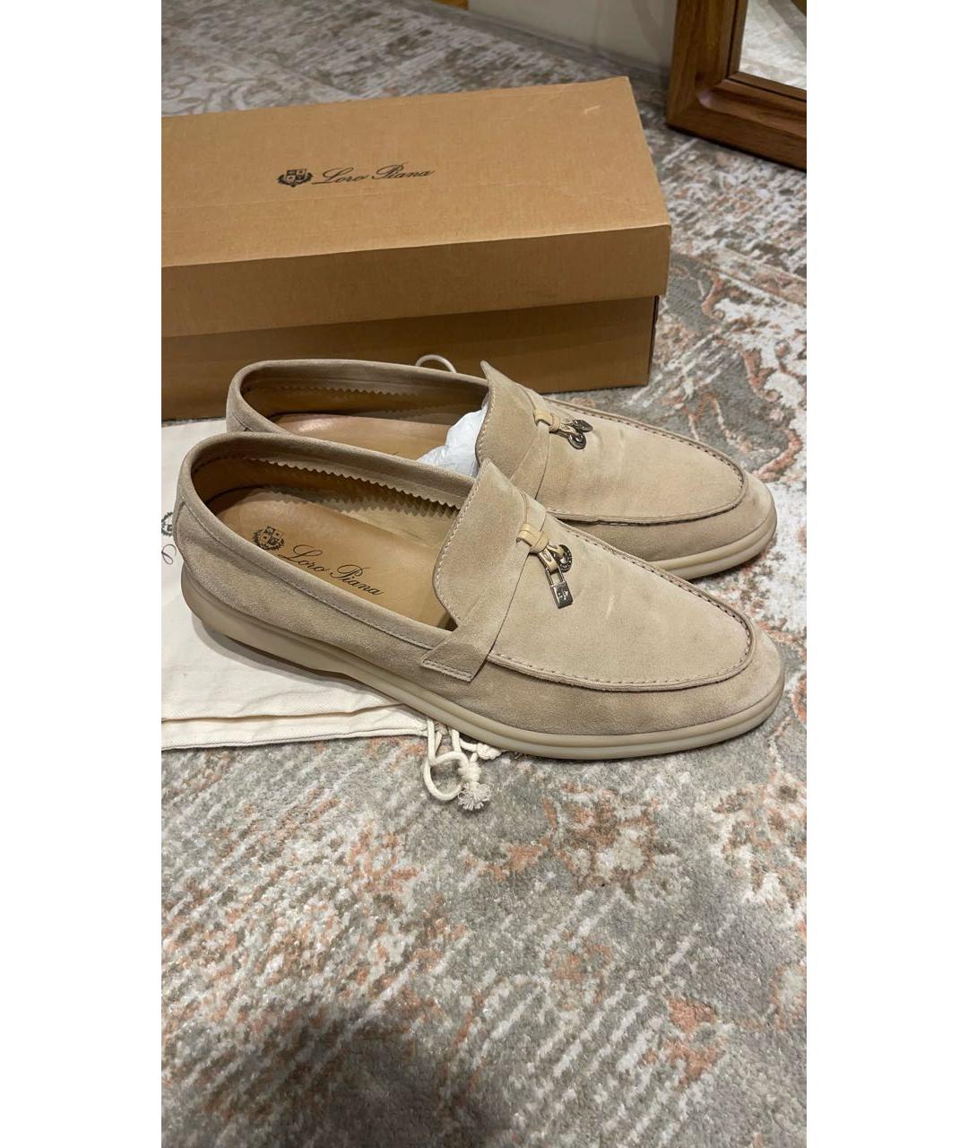 LORO PIANA Бежевые замшевые лоферы, фото 2