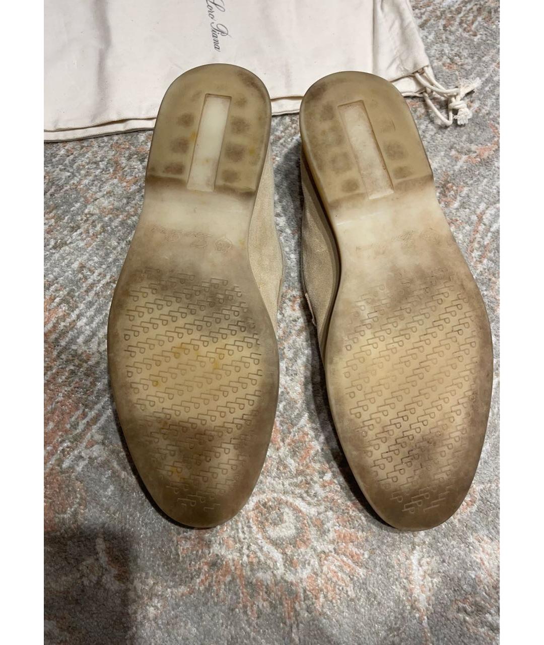 LORO PIANA Бежевые замшевые лоферы, фото 5