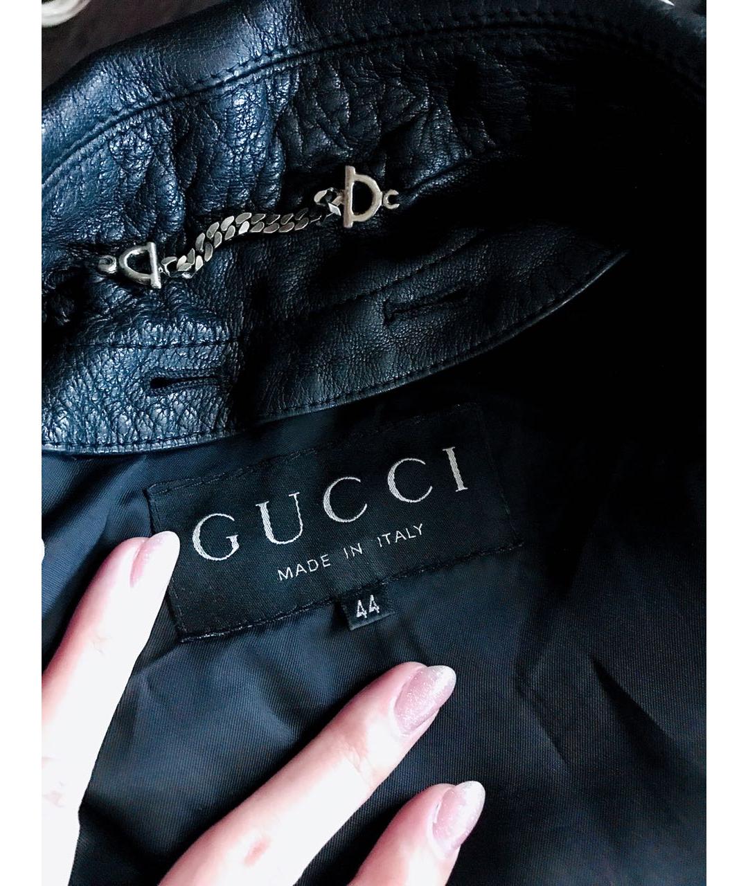 GUCCI Черная кожаная куртка, фото 3