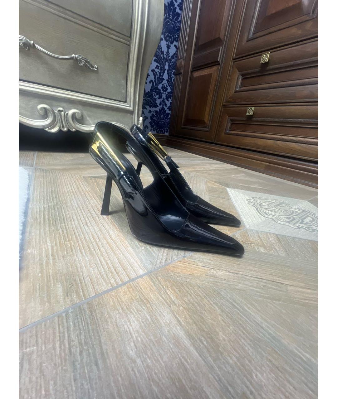 SAINT LAURENT Черные туфли из лакированной кожи, фото 3