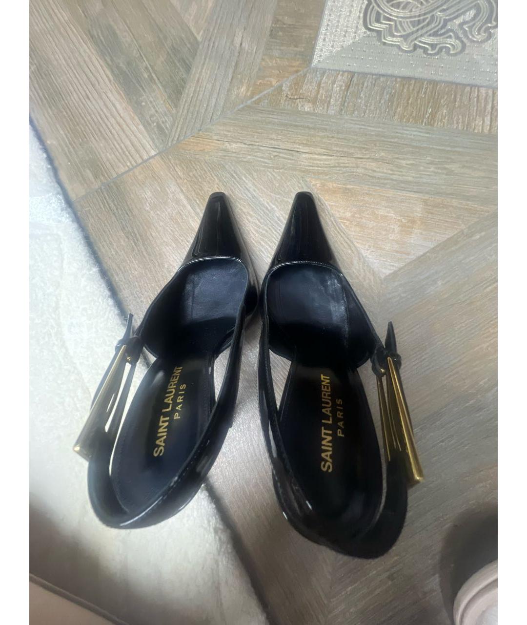 SAINT LAURENT Черные туфли из лакированной кожи, фото 4
