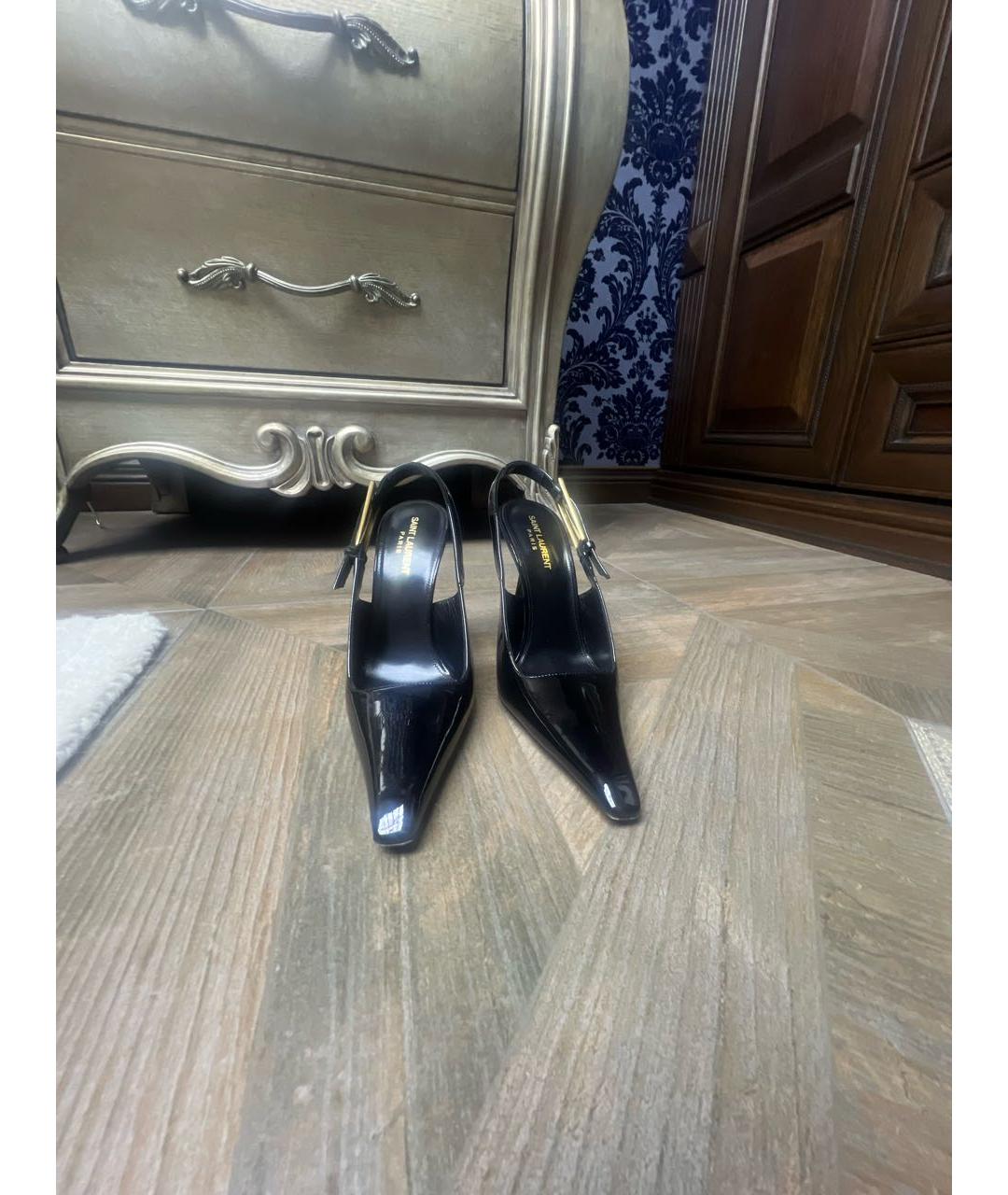 SAINT LAURENT Черные туфли из лакированной кожи, фото 2