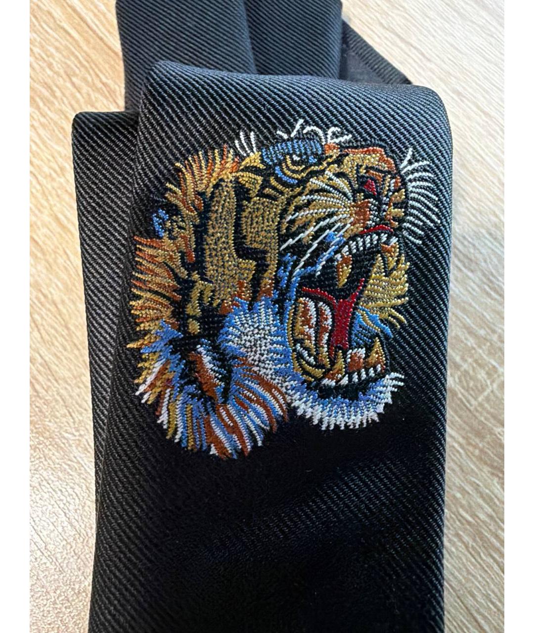 GUCCI Черный шелковый галстук, фото 2