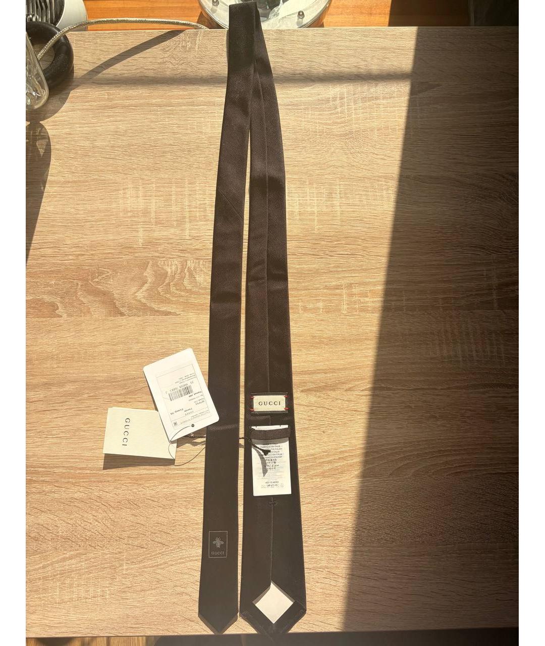 GUCCI Черный шелковый галстук, фото 3